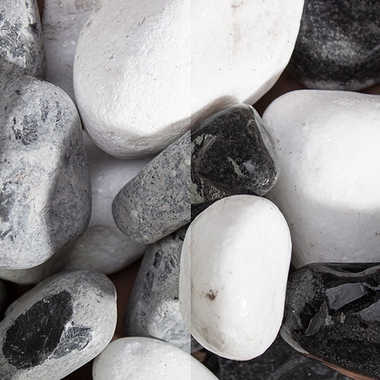 Panda Kies 7 - 16 mm Zierkies MIX Getrommelt Weiß Schwarz Gartendeko Naturstein GSH