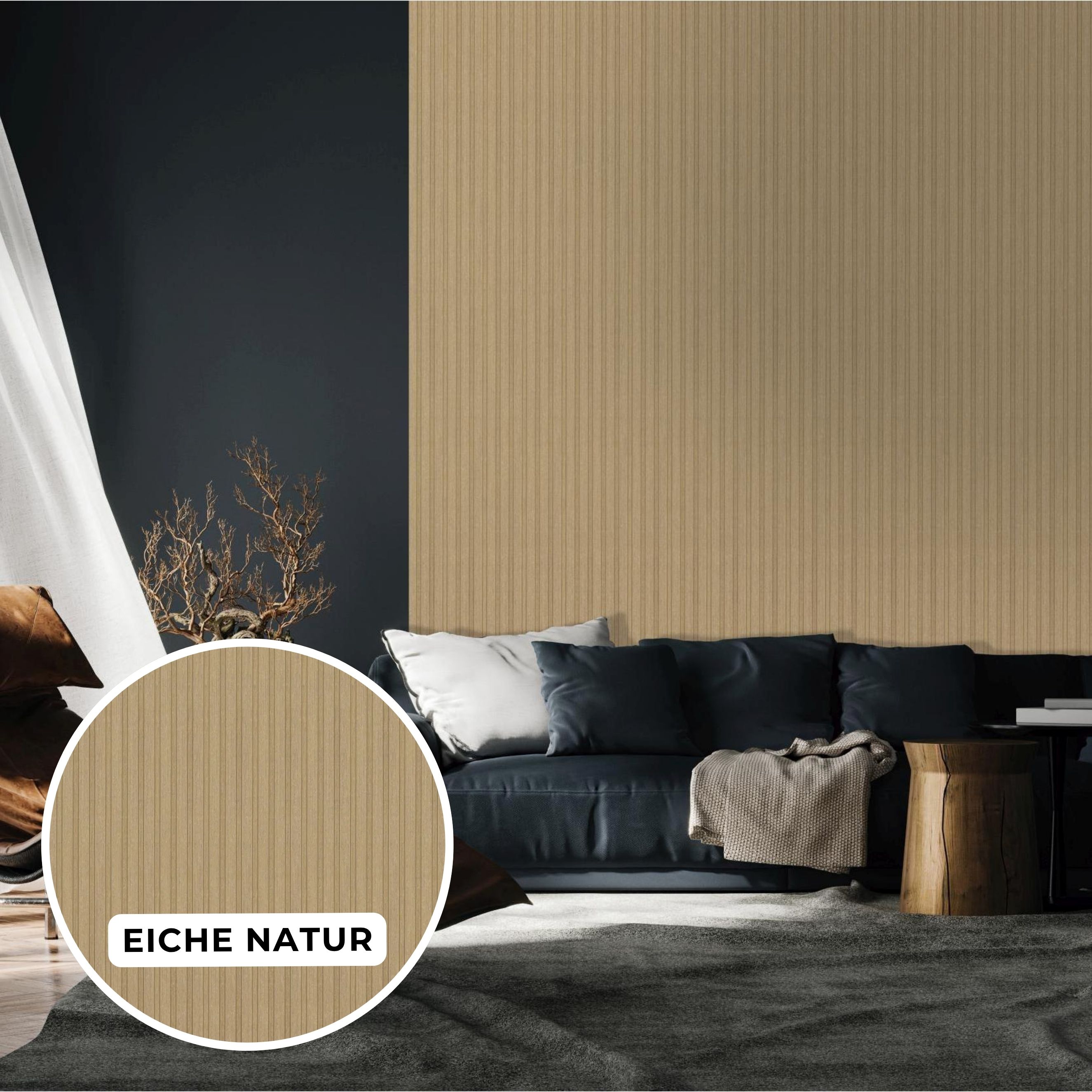 Wandpaneele 5er Set 180 x 2670 mm MDF Eiche natur foliert Wandverkleidung Lamellenoptik | Neuhofer