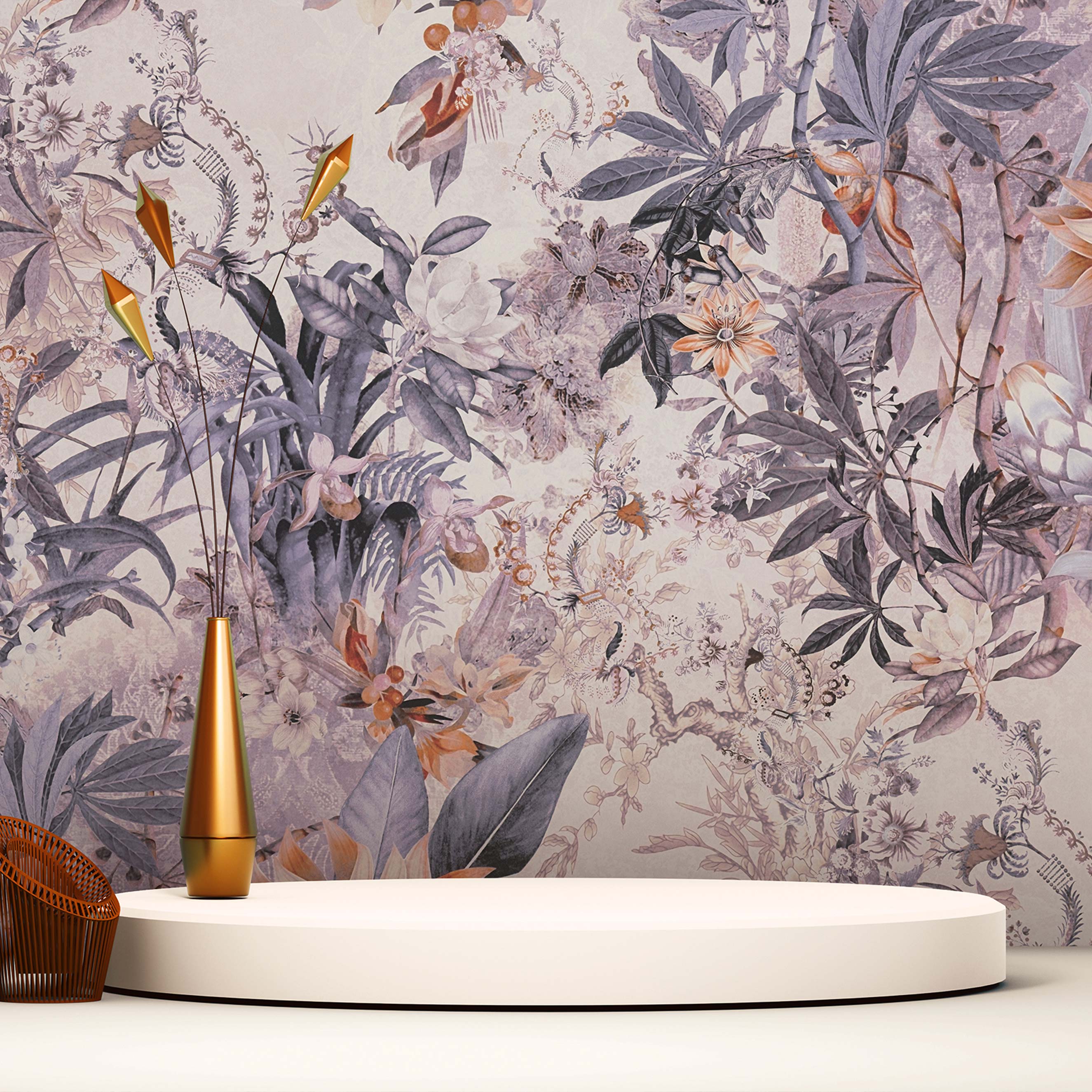 Tapete Blumen Mario M1-No.783 | Vliestapete | Weiß | Grau | Blumenoptik | Floral