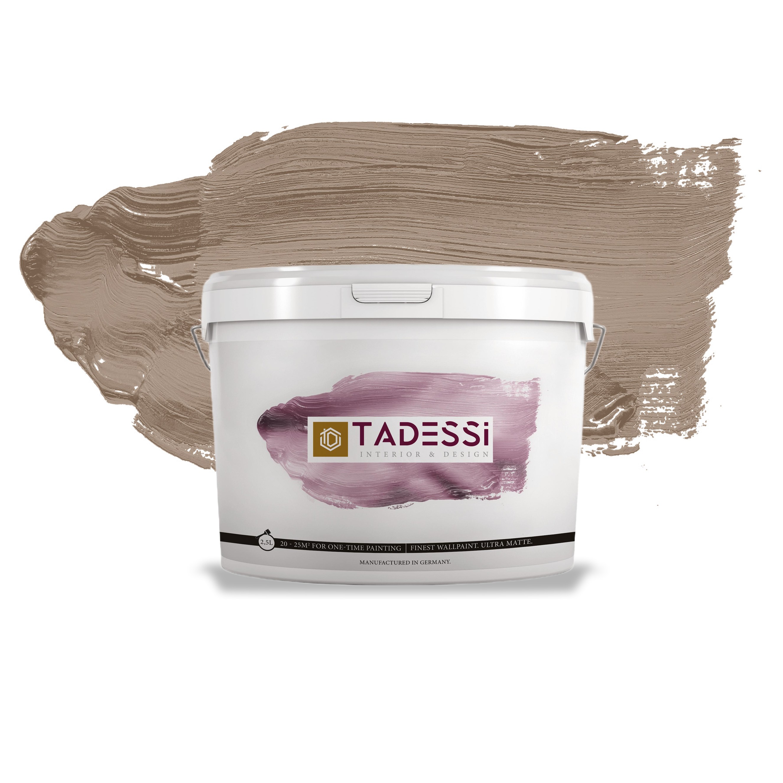 TADESSI Color Vista - Wandfarbe Braun - Dunkelgrau Mocha - Matte Innenfarbe - Hochwertige Dispersion