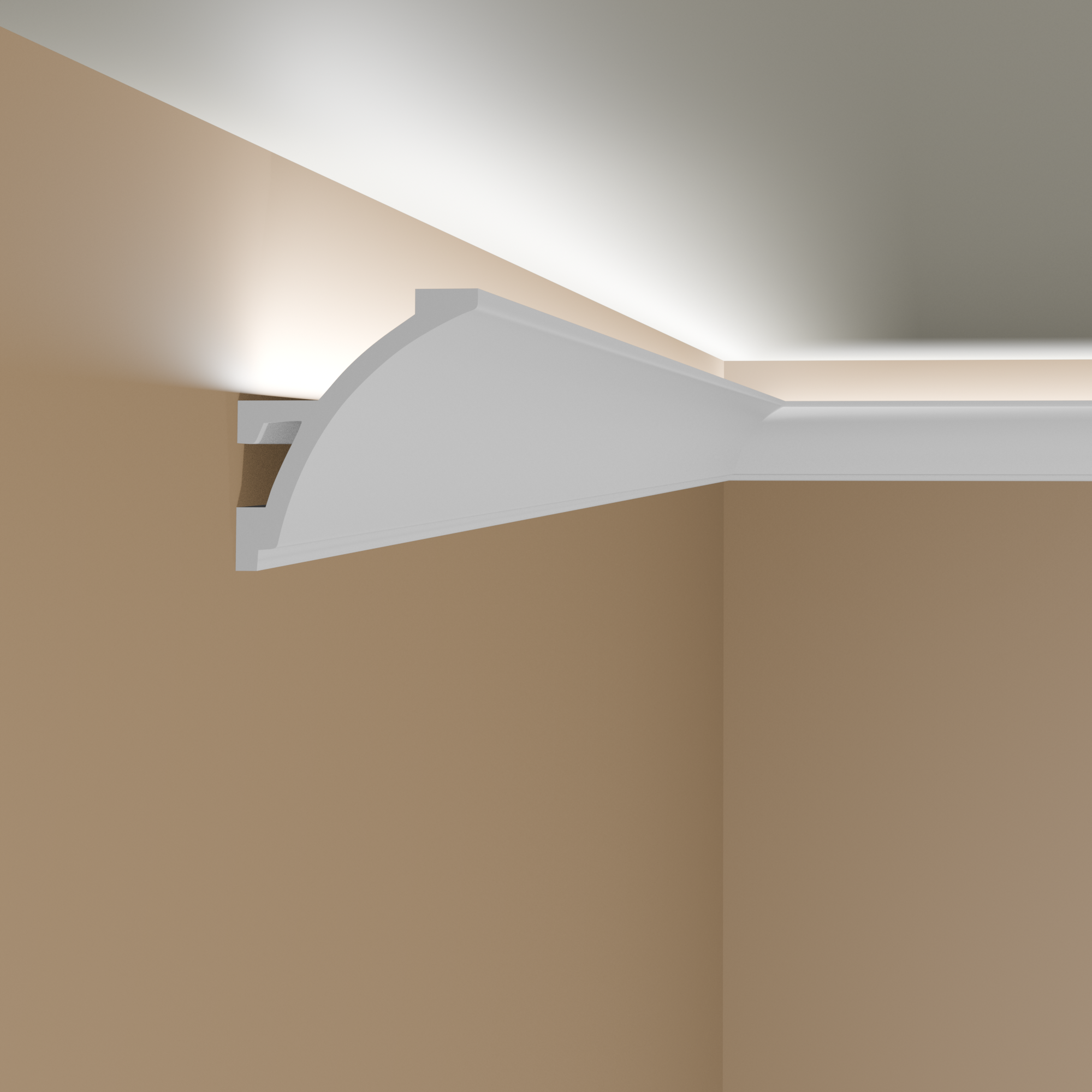 Elite Decor Lichtleiste KH904| Polystyrol 45 x 52 x 2000 mm Weiß Styropor Deckenleiste