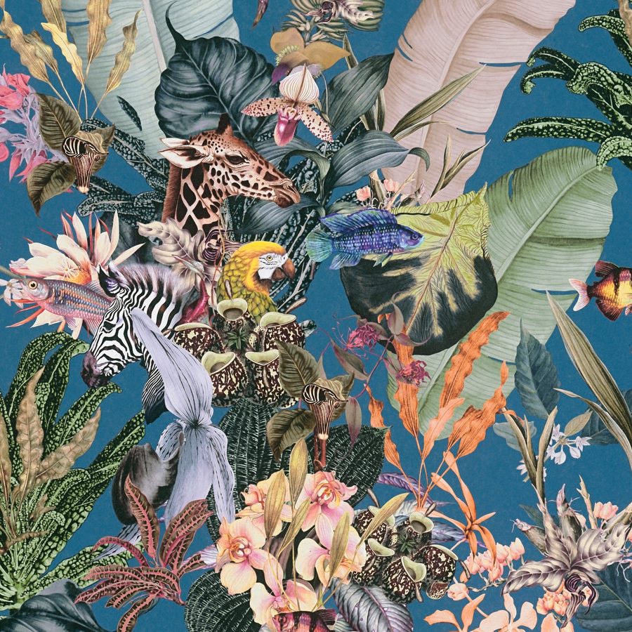 A.S. Creation | Dream Flowery | 381764 | Vliestapete | Blumenoptik | 0.53 x 10.05 m | Blau | Gelb