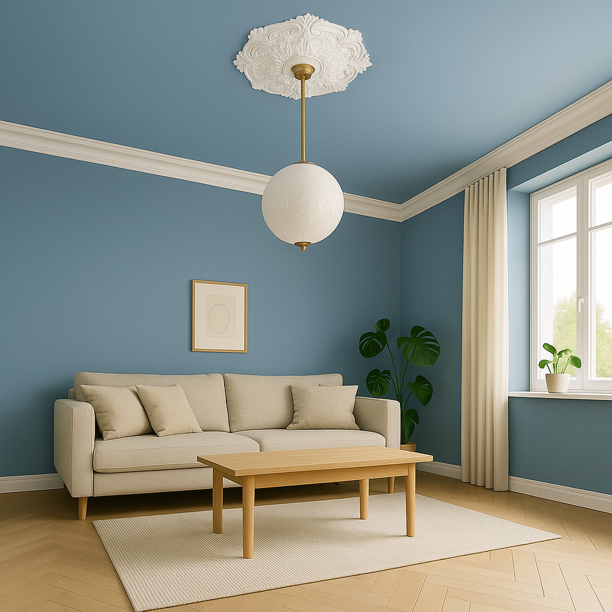 Mardom Rosette / Deckenkuppel B3033 Profoam 492 x 54 x 492 mm Weiß Stuckrosette Deckenrosette Rund