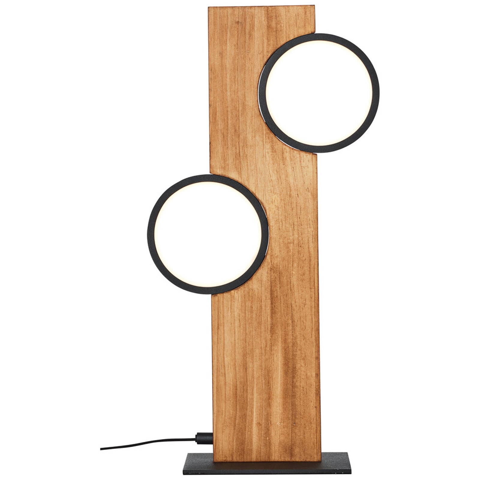 LED Tischleuchte 50.4 x 12 x 25 cm Braun Holz Tischlampe Modern Landhaus Lichtfarbe: Warmweiß