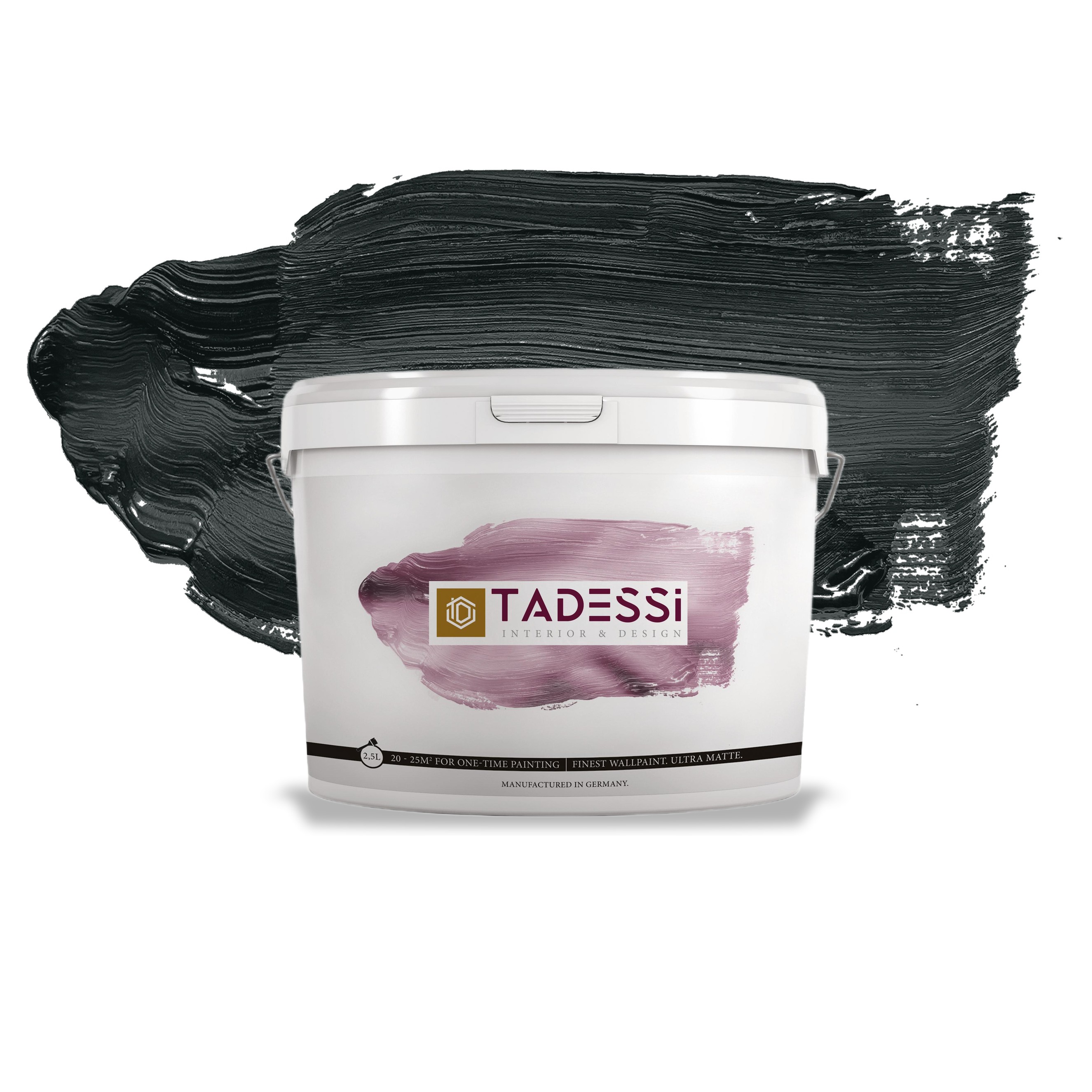 TADESSI Color Vista - Wandfarbe Schwarz - Anthrazitgrau - Matte Innenfarbe - Hochwertige Dispersion