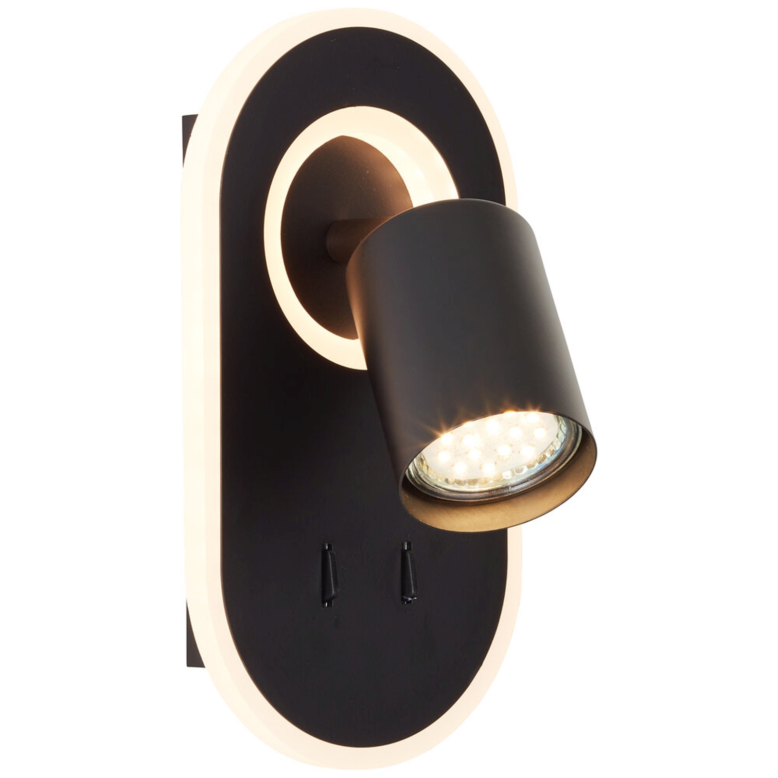 LED Wandleuchte 22 x 15.5 x 12 cm Schwarz Kunststoff Wandlampe Modern Lichtfarbe: Warmweiß