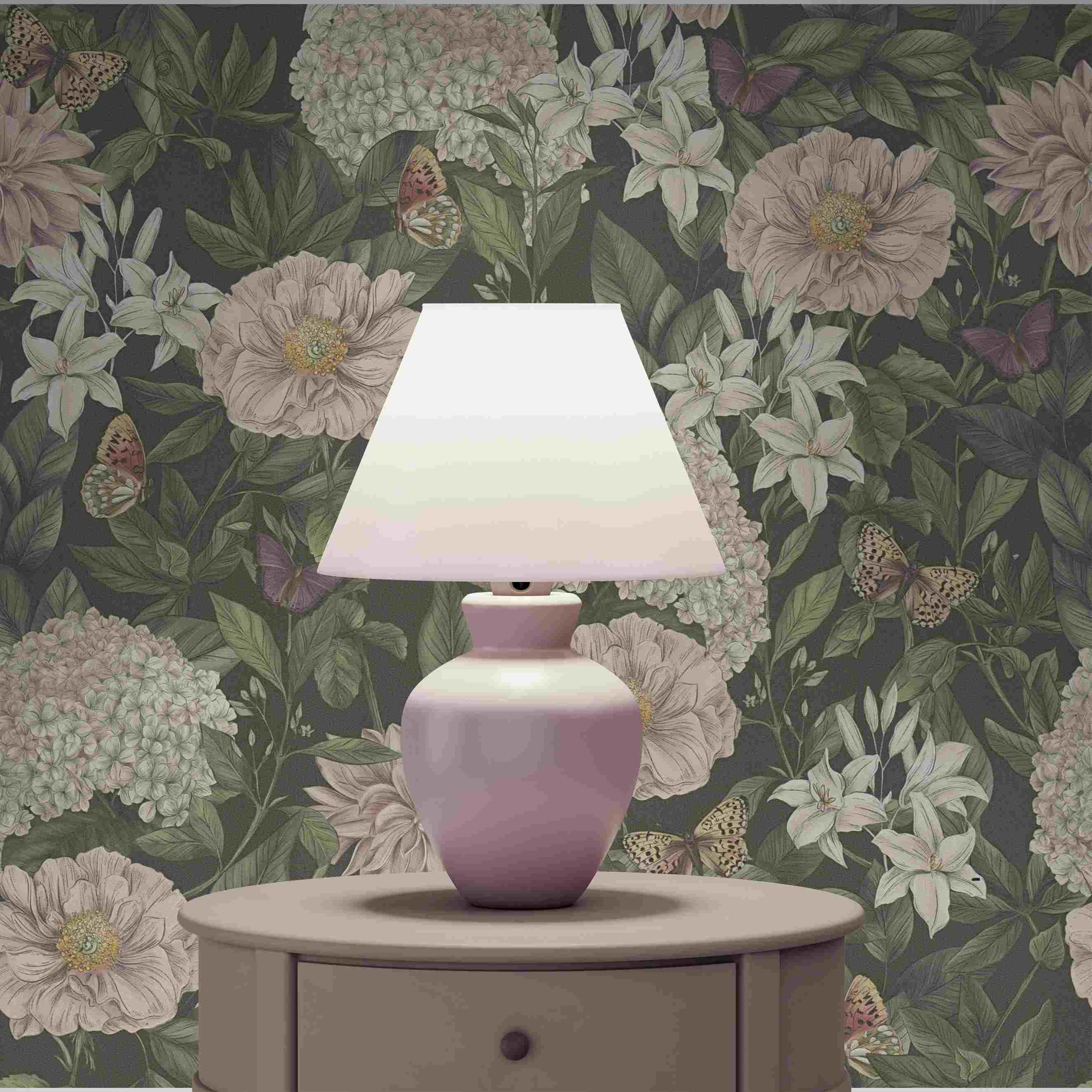 Tapete Lenni Blumen M1-No.4495 Vlies Schwarz Grün Floral Tadessi 10.05 x 0.53 m