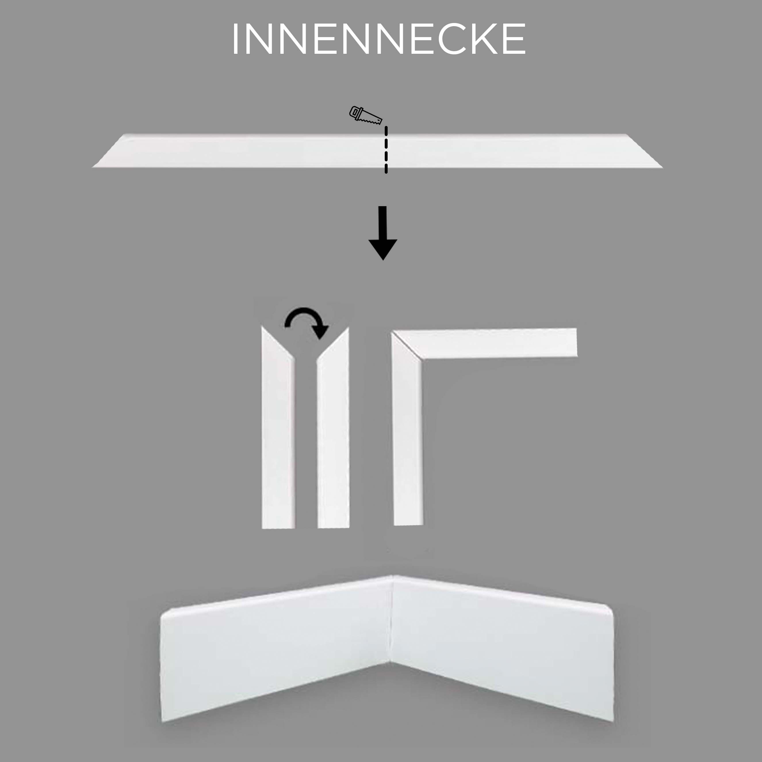 Innen- oder Außenwinkel 18 x 58mm weiße Fußleiste MDF foliert by PROVISTON