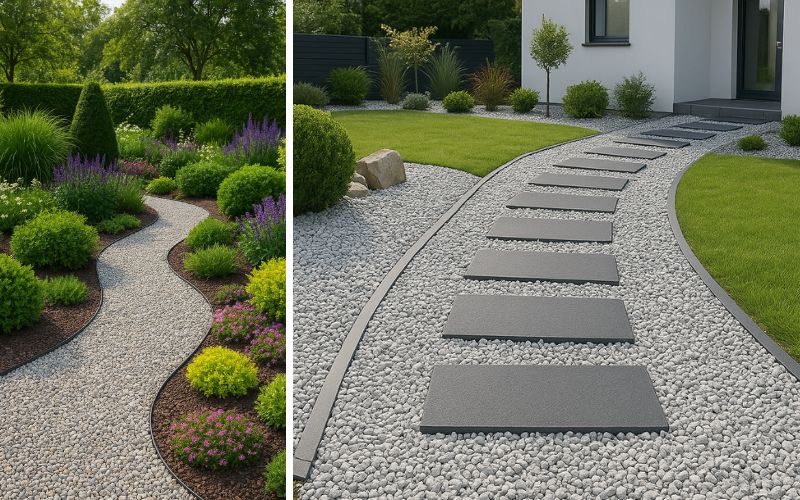 Ziersplitt in Grau für Garten