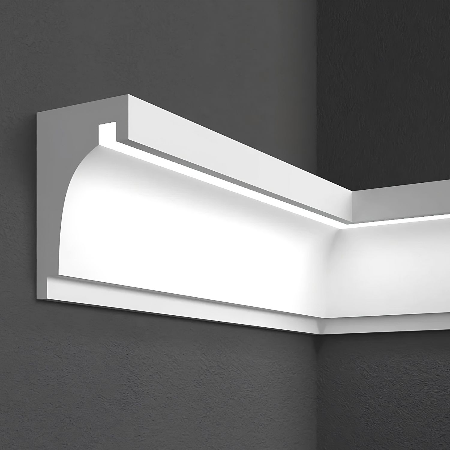 Elite Decor | Fassadenprofil "KC301" | Fassadenstuck mit LED | 120 x 190 x 2000 mm | Unbeschichtet