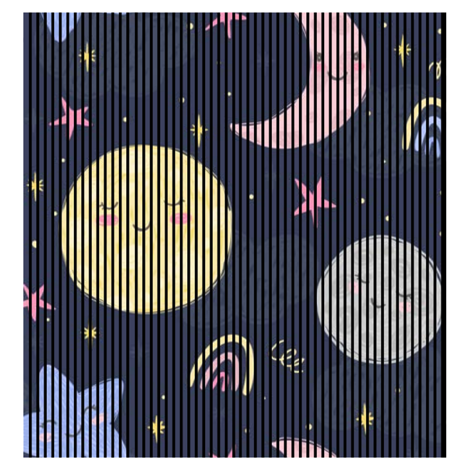Akustikpaneele mit Digitaldruck Mond Nacht Sterne Wandpaneele Dunkelblau Gelb in versch. Größen