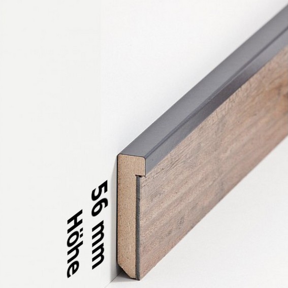 Design-Fußleiste für Vinylboden "Frankfurt" - anthrazit - 56 mm Höhe (MDF foliert - 726.5128) (Default)
