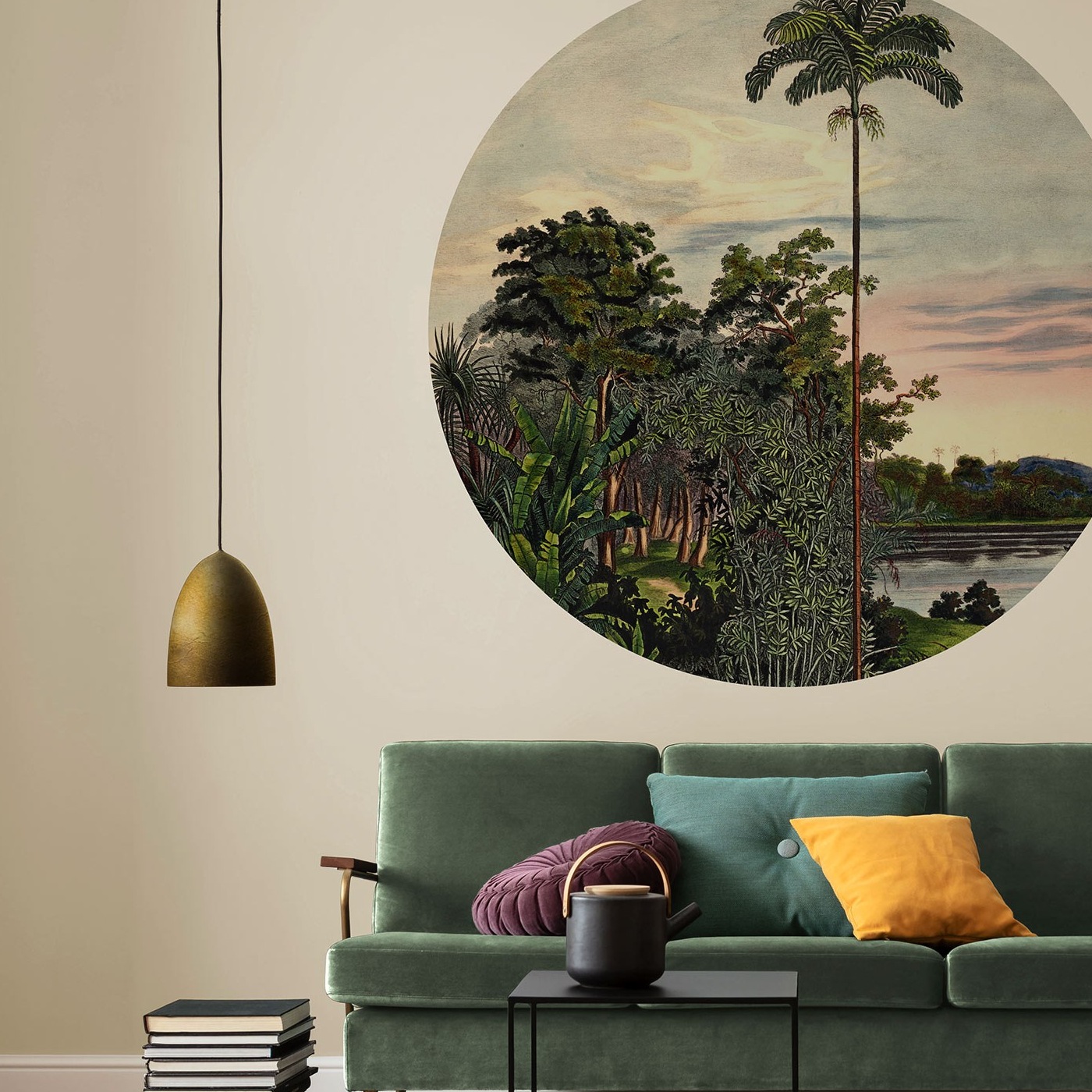 Komar Fototapete Disney Dot Vintage Landschaft 125 x 125 cm Wandtattoo Vlies Selbstklebend Bahamas