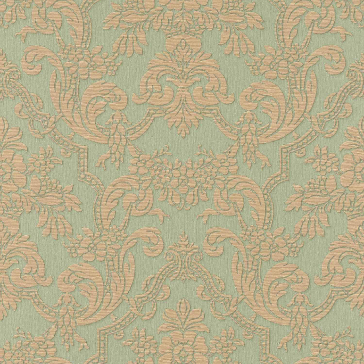 Rasch | Trianon XIII | 570632 | Vliestapete | Barock | 0.53 x 10.05 m | Gold | Grün