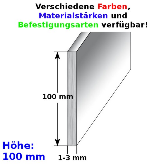 Auer Sockelleiste Metall H 100 mm Sockelleiste Aluminium Wasserfest Modern