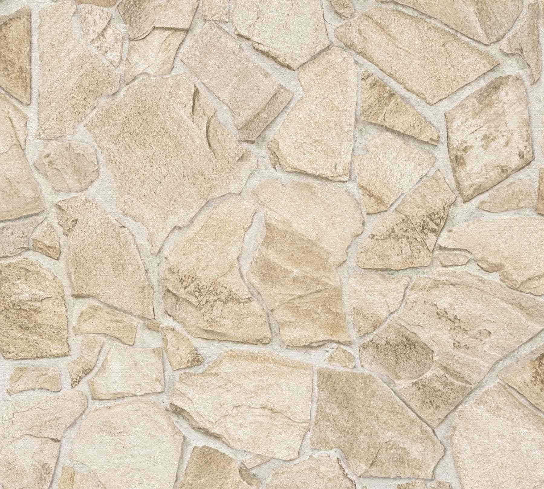A.S. Creation | Bricks & Stones | 389329 | Vliestapete | Steinoptik | 0.53 x 10.05 m | Beige