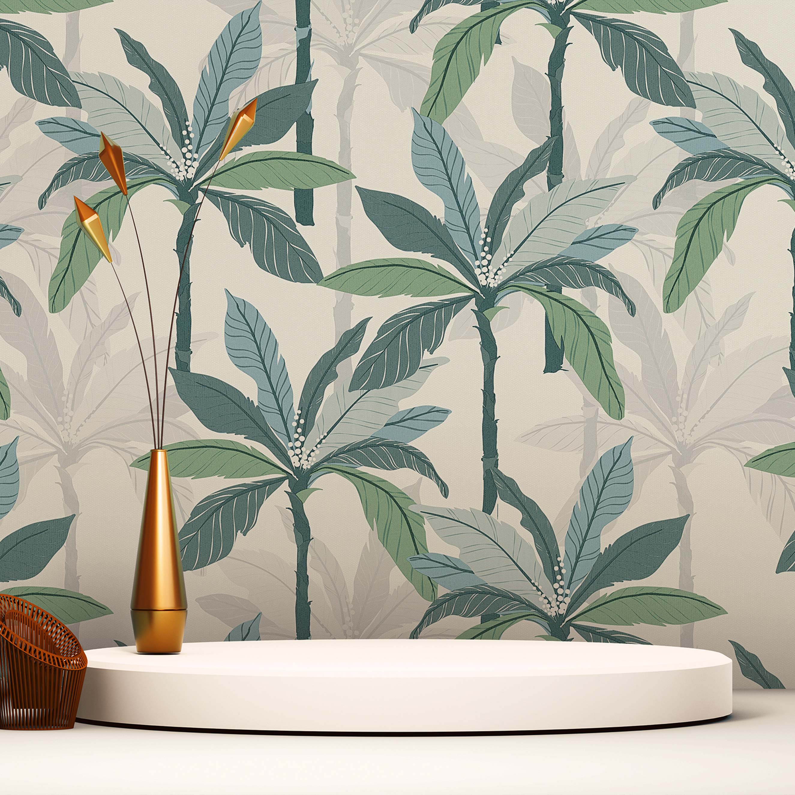 Tapete Bäume Blätter Enrico M1-No.1461 Vliestapete Blau Grün Palmen