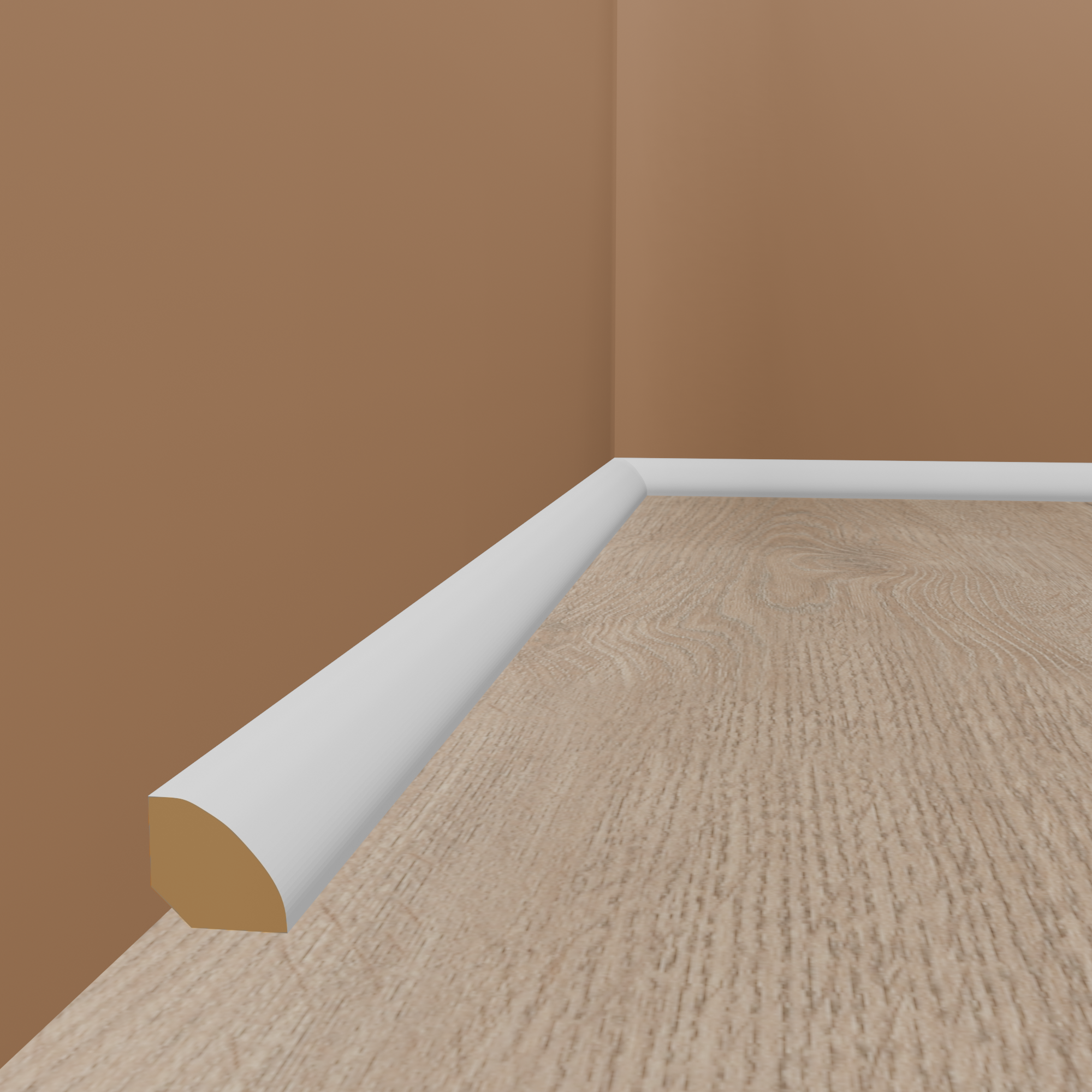 Viertelstableiste 12 x 12 x 2000 mm Massivholz Abachi Weiß Stab Sockelleiste by PROVISTON