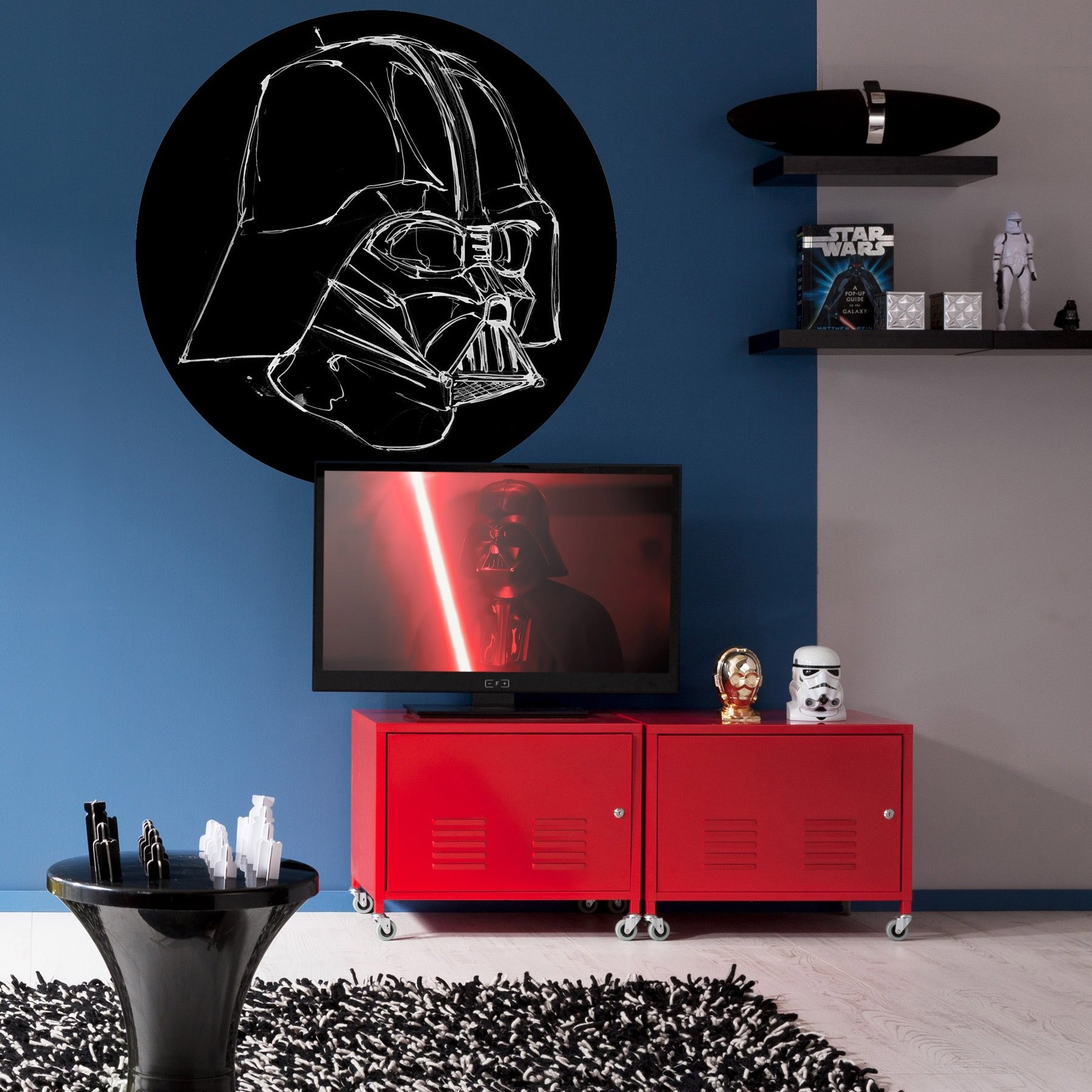 Komar Fototapete Star Wars Dot Ink Vader 125 x 125 cm Wandtattoo Vlies Selbstklebend Darth Vader