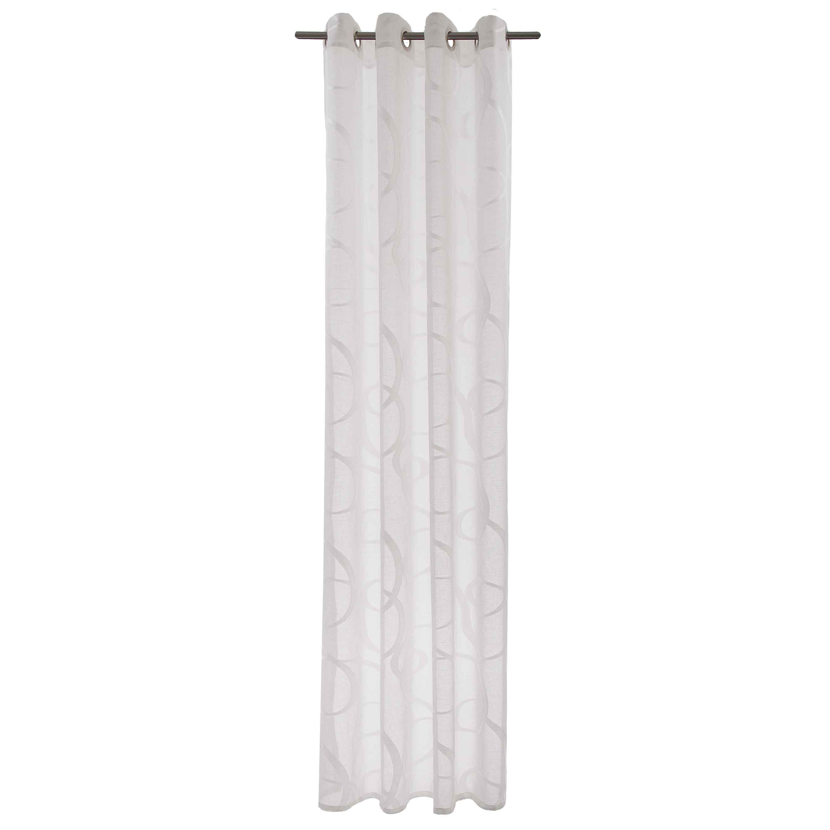Ösenschal Nathan V3-No.47 | Weiß | Gardine mit Ösen | halbtransparent | Ösenvorhang | Modern