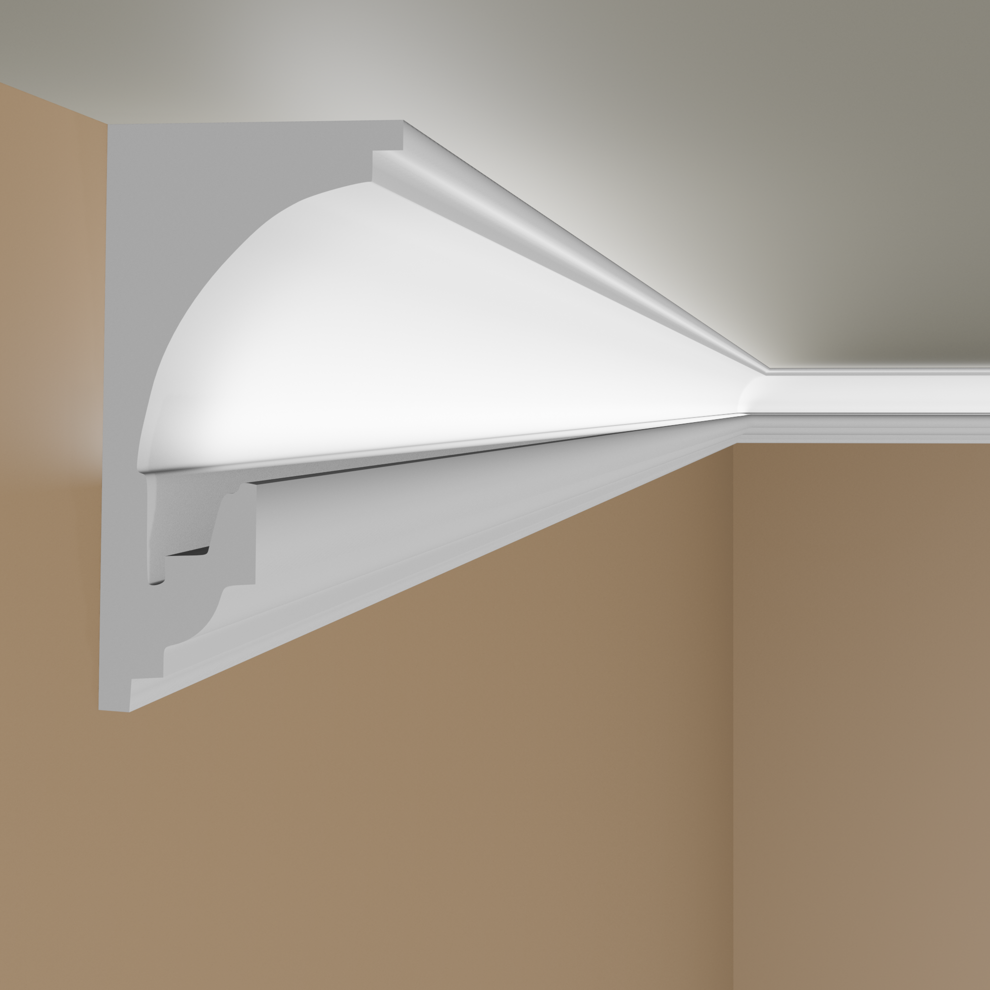 PROVISTON | Lichtleiste "LL3" | Polystyrol Stuckleiste | 93 x 182 x 2000 mm | Weiß | Deckenleiste