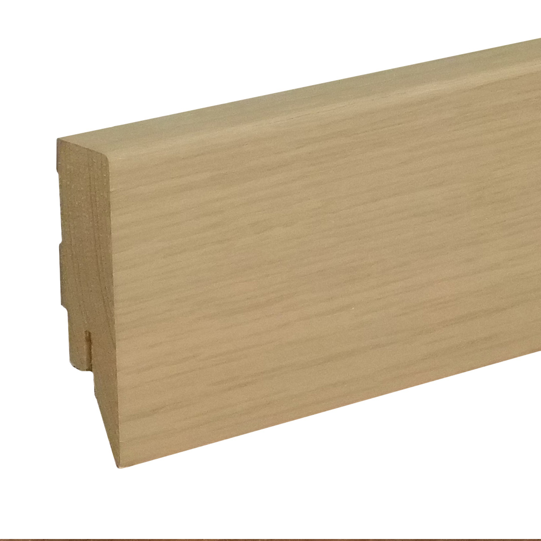 Sockelleiste / Fußleiste / Bodenleiste Taverone-12 (73023) | 16 x 58 x 2400 mm | Eiche weiß lackiert
