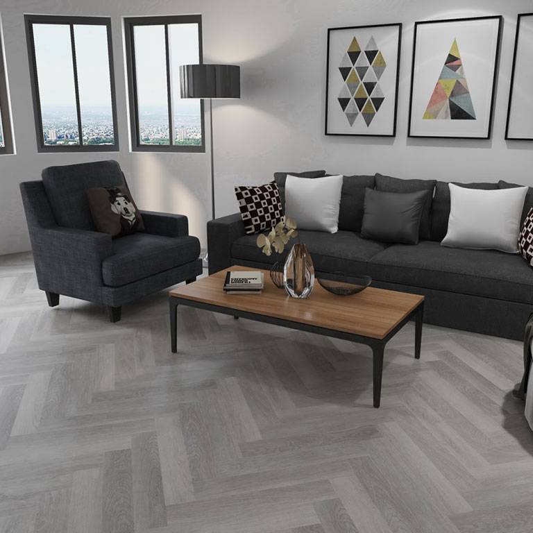 Check One Vinylboden 2075H Fläming 592 x 148 x 5.5 mm Klick Vinyl Holzoptik Eiche Hellgrau