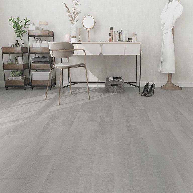 Check One Vinylboden 2075 Fläming 1220 x 229 x 5 mm Klick Vinyl Holzoptik Eiche Grau