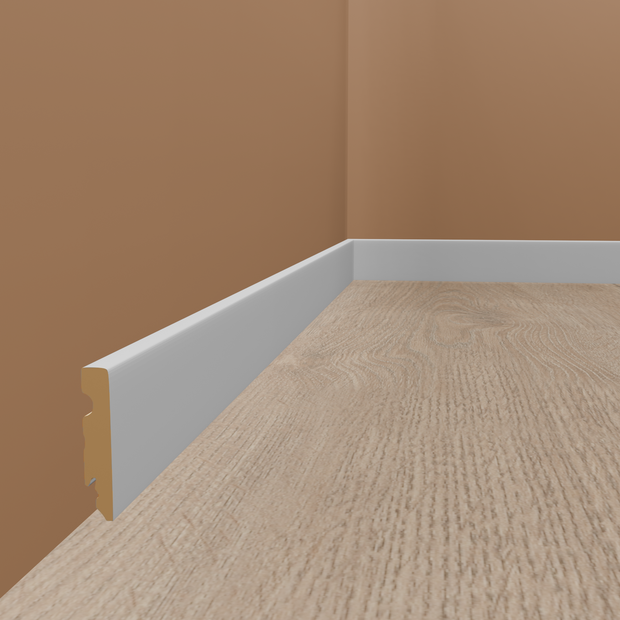 Neuhofer Sockelleiste "Masone" FU084L MDF 15 x 80 x 2400 mm Weiß Fußleiste