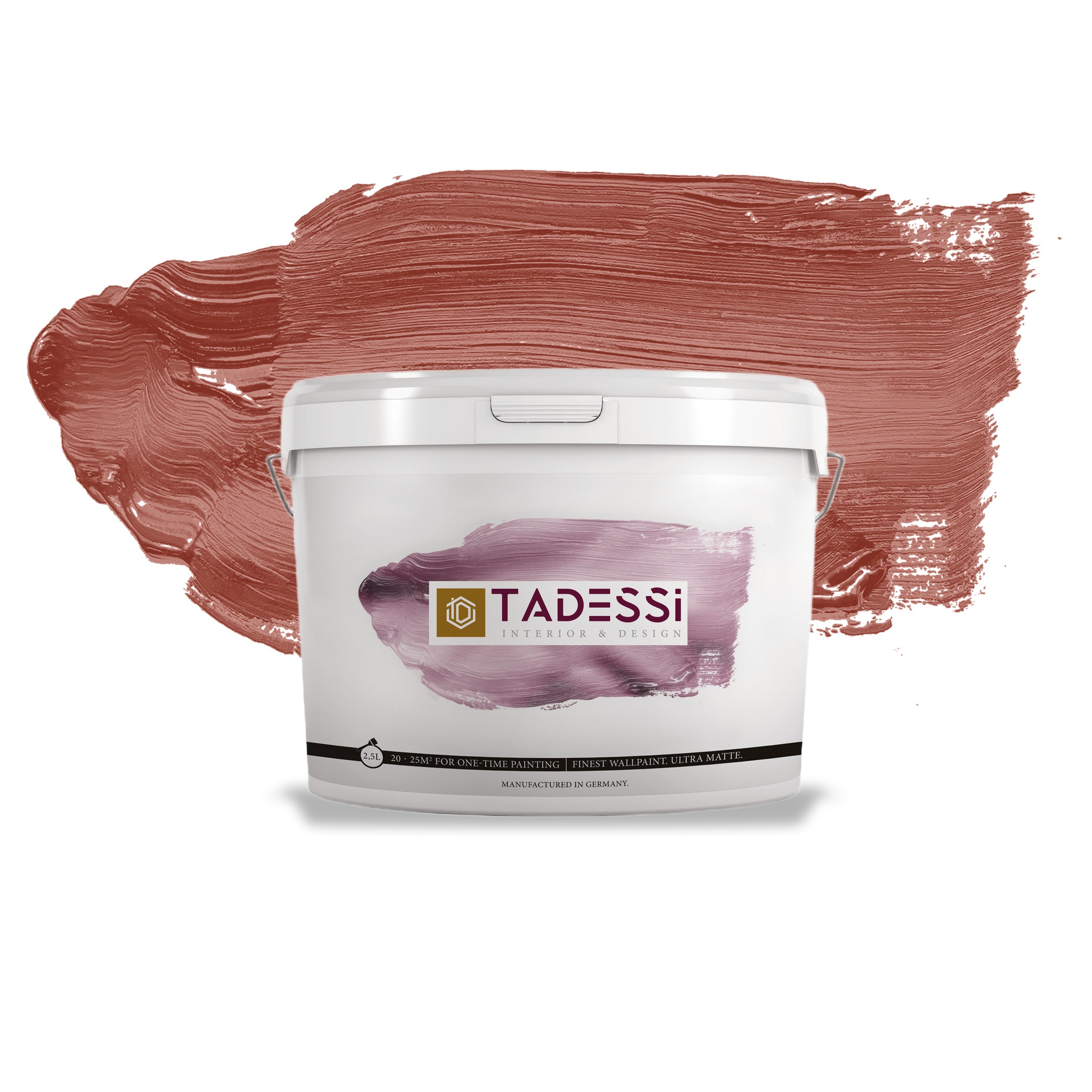 TADESSI Color Vista - Wandfarbe Rot - Siena Cherry Rot - Matte Innenfarbe - Hochwertige Dispersion
