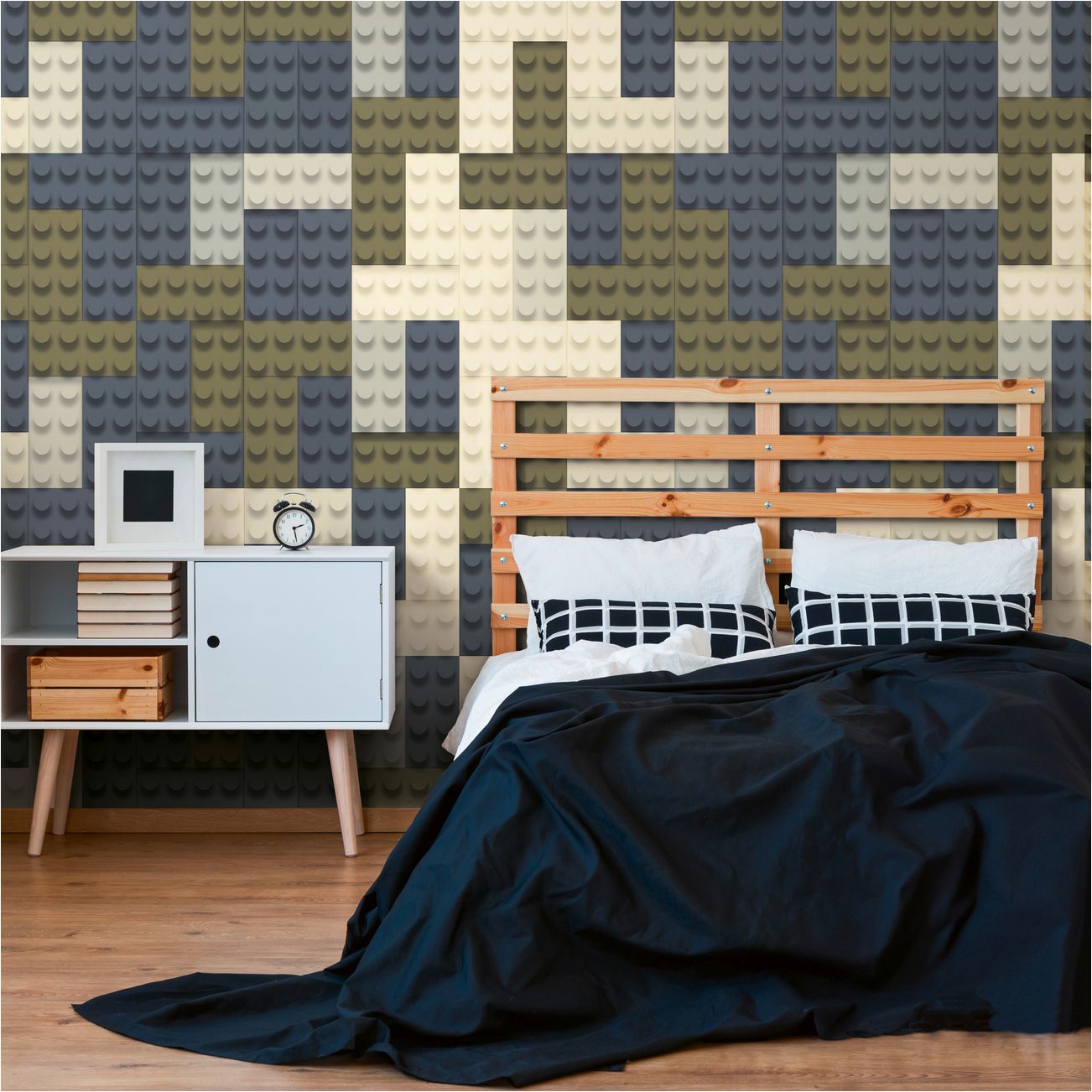 Fototapete Kinderzimmer 770651 Beige Blau Muster Motive Lilly & Luis Bausteine A.S. Création