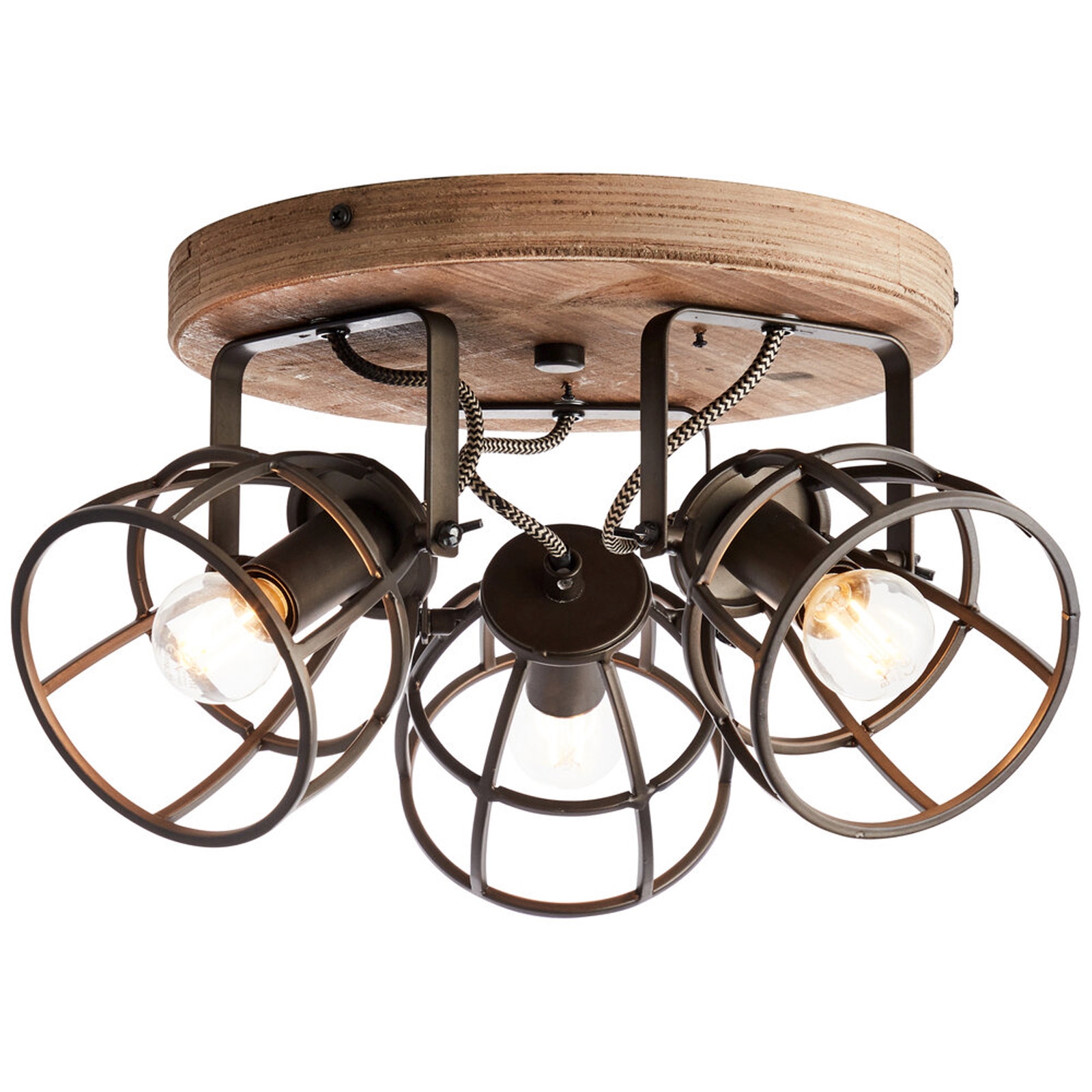 Deckenleuchte 18 x 36 cm Schwarz Holz Deckenlampe Kegel Vintage Industrial Harmonisch