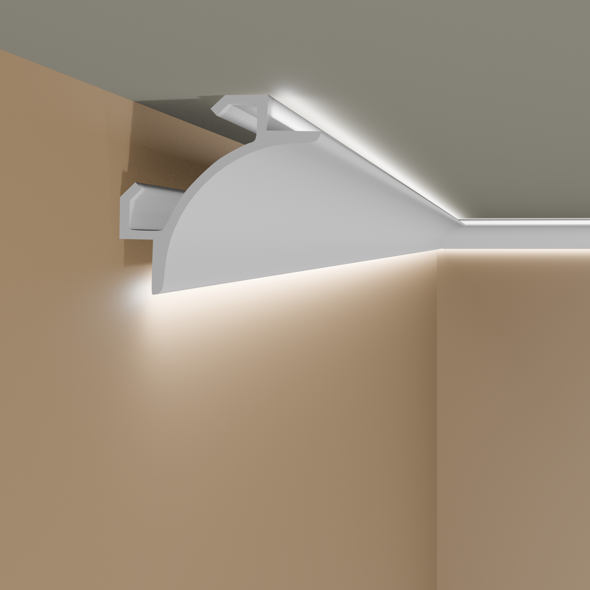 PROVISTON | Lichtleiste "RM001" | 147 x 147 x 2000 mm | Weiß | Deckenleiste | Stuckleiste | Modern