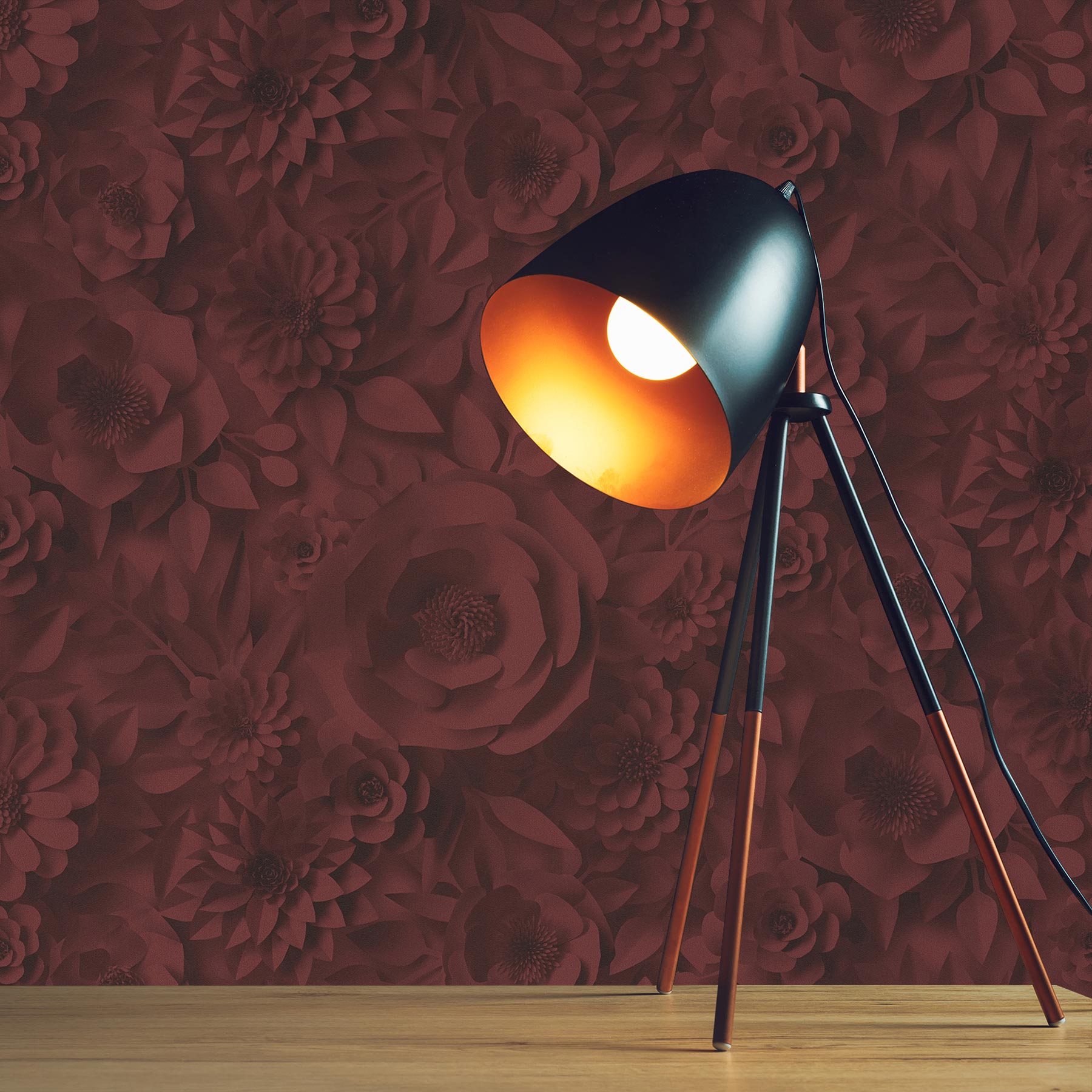 Tapete 3D Optik Leonardo M1-No.3551 | Vliestapete | Rot | Blumen | Floral | Natur