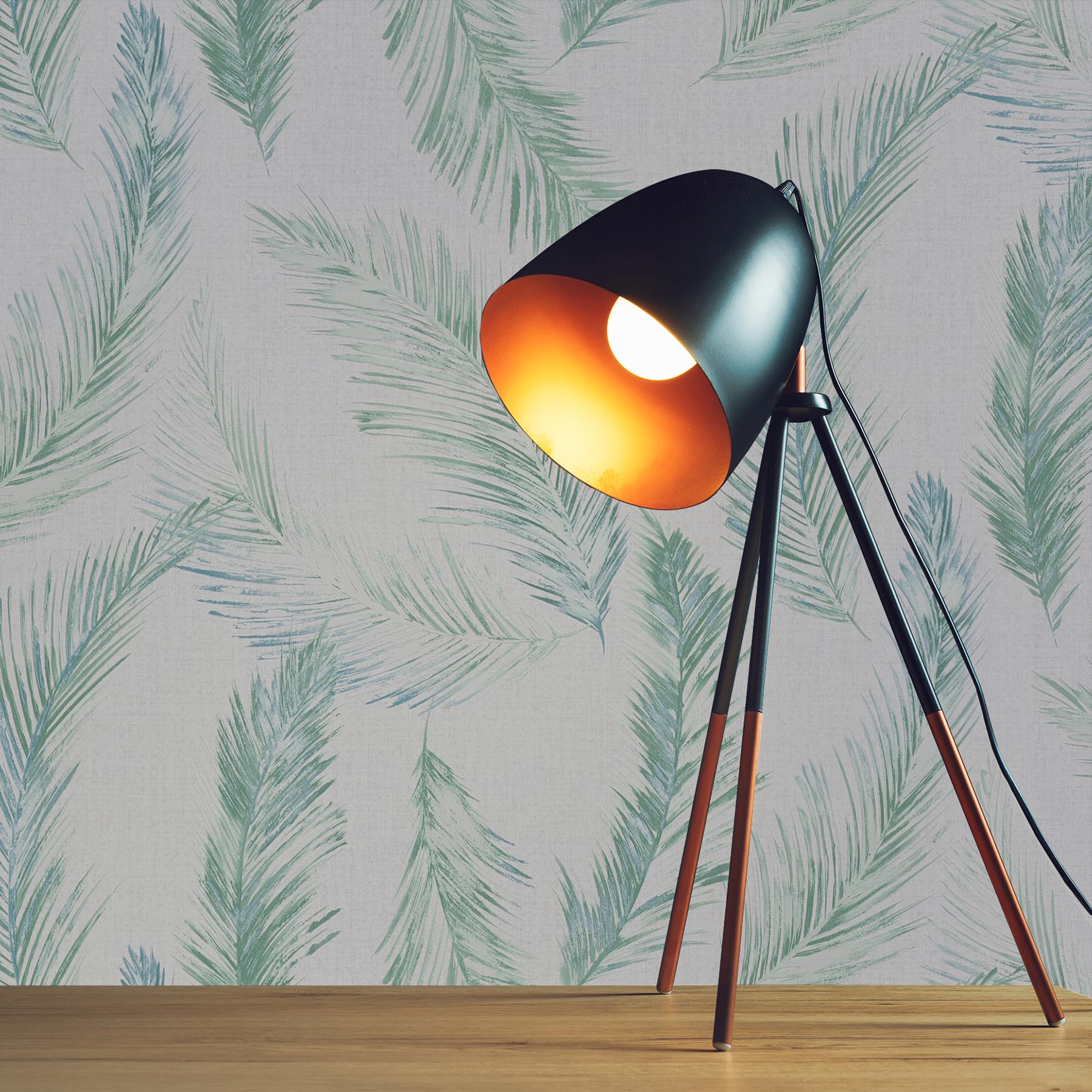 Tapete Boho Chic M1-No.2611 Vliestapete Grün Ethnotapete Federn