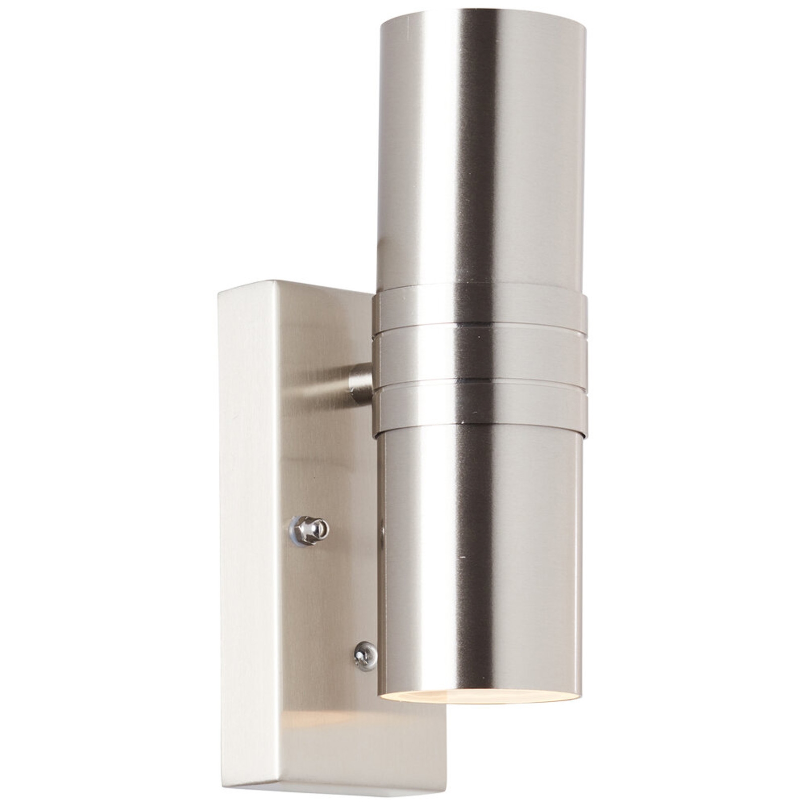 LED Wandleuchte 21.5 x 10.8 x 7 cm Silber Metall Wandlampe Zylindrisch Modern Lichtfarbe: Warmweiß