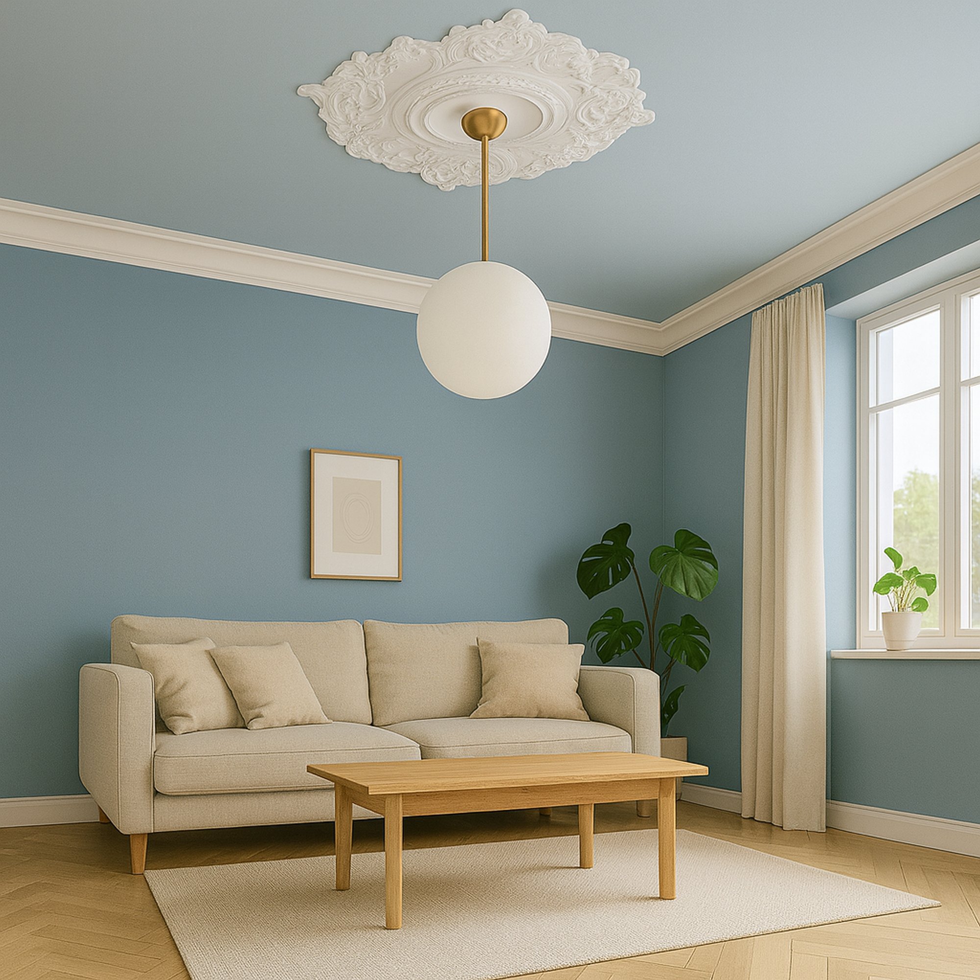 Marbet | Rosette "R25" | 70 x 57 cm | Styropor | weiß