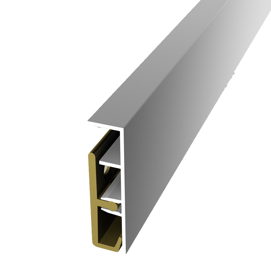 Metall Sockelleiste 60 x 60 x 2500 mm Aluminium Fußleiste Pulverbeschichtet Glatt Schwarz Küberit