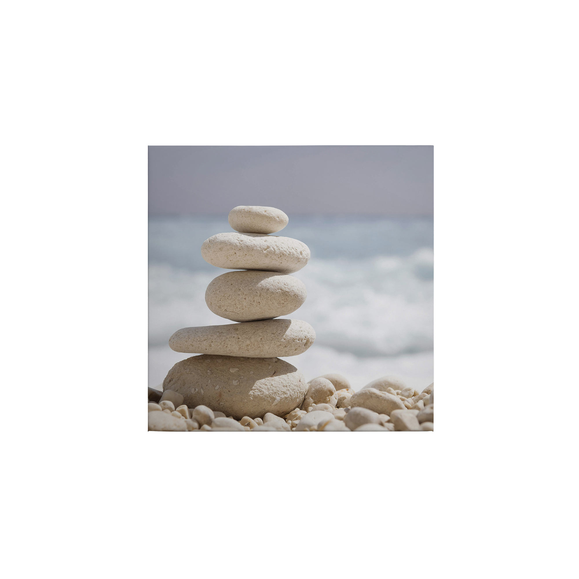 Tadessi Leinwandbild Steine Strand Meer - 50 x 50 cm - M1-No.50509 - Keilrahmen in Grau Blau