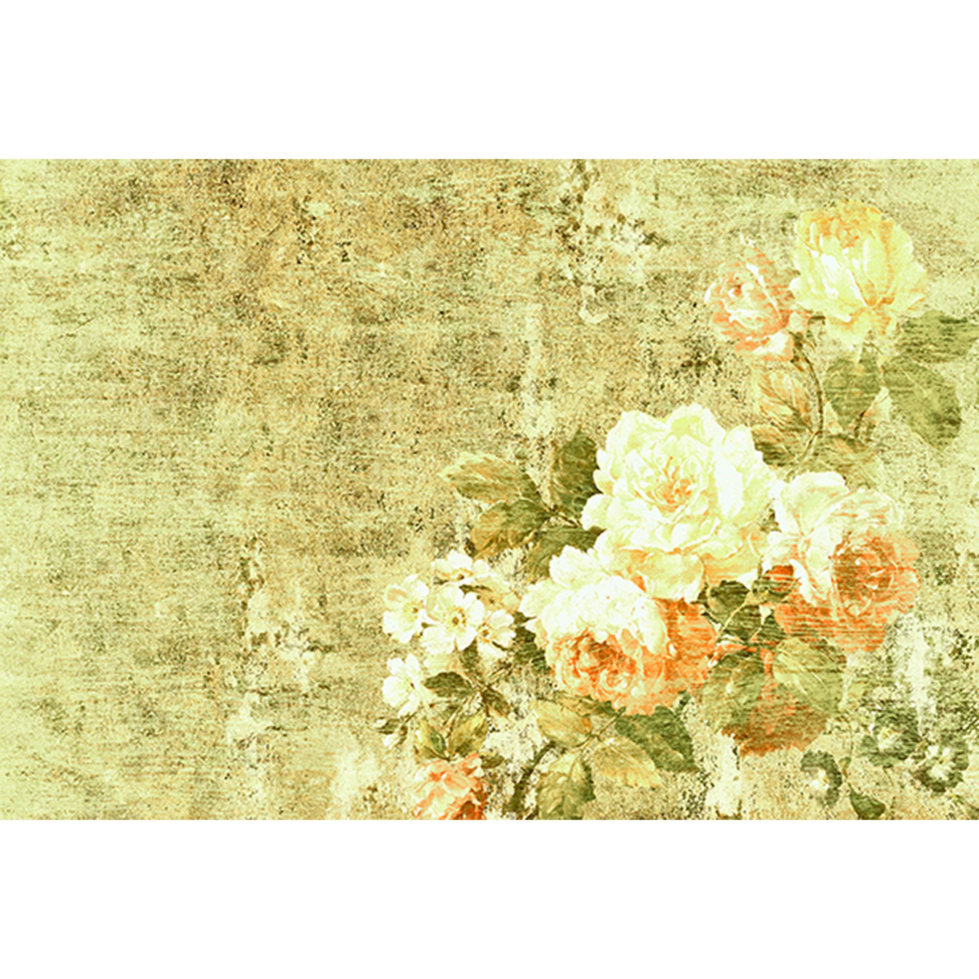 Tadessi Fototapete Blumen M1-No.60046 Digitaldruck Tapete Grün Rosa - Rosen Natur