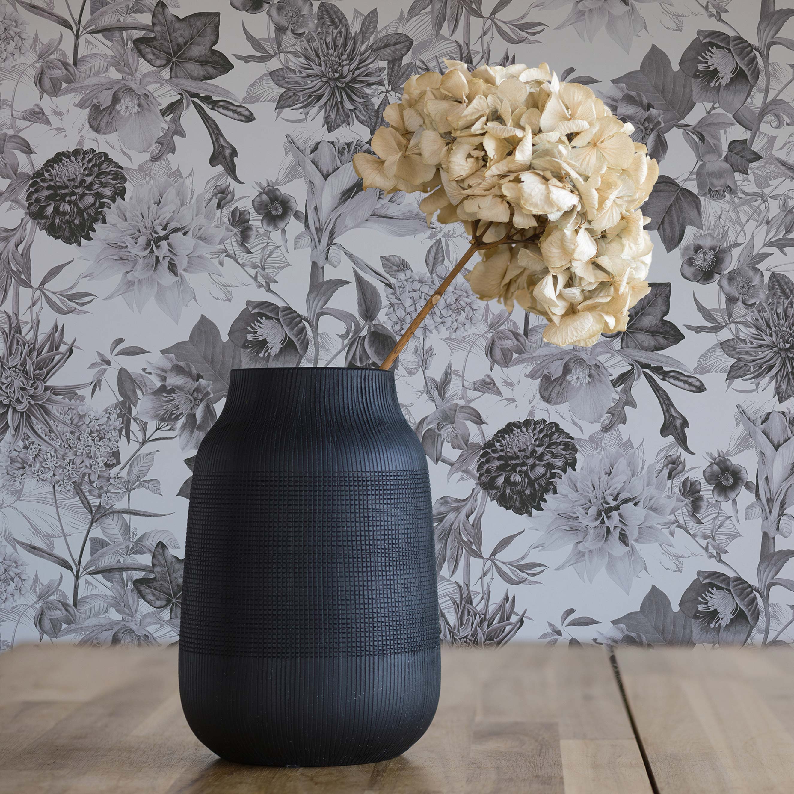 Tapete Blumen Mario M1-No.774 | Vliestapete | Grau | Weiß | Blumenoptik | Floral