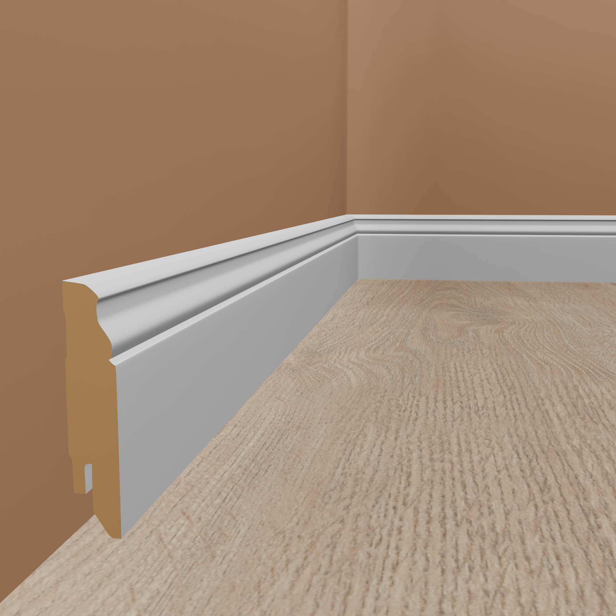 Sockelleiste Berliner Profil 16 x 80 x 2500 mm MDF folie Weiß Hamburger Leiste by PROVISTON