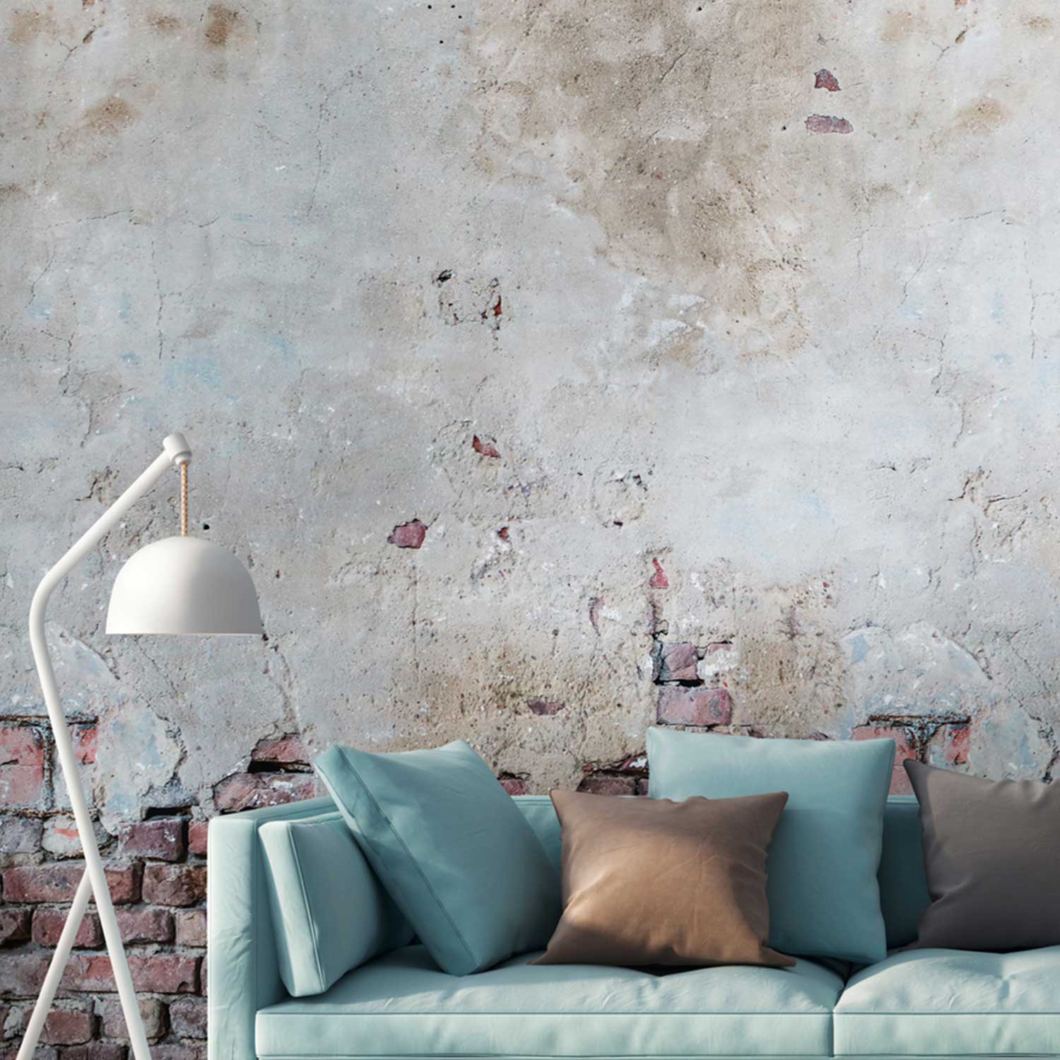 Tadessi Fototapete Steinoptik M1-No.10254 Digitaldruck Tapete Grau Rot - Betonoptik Industrial Loft