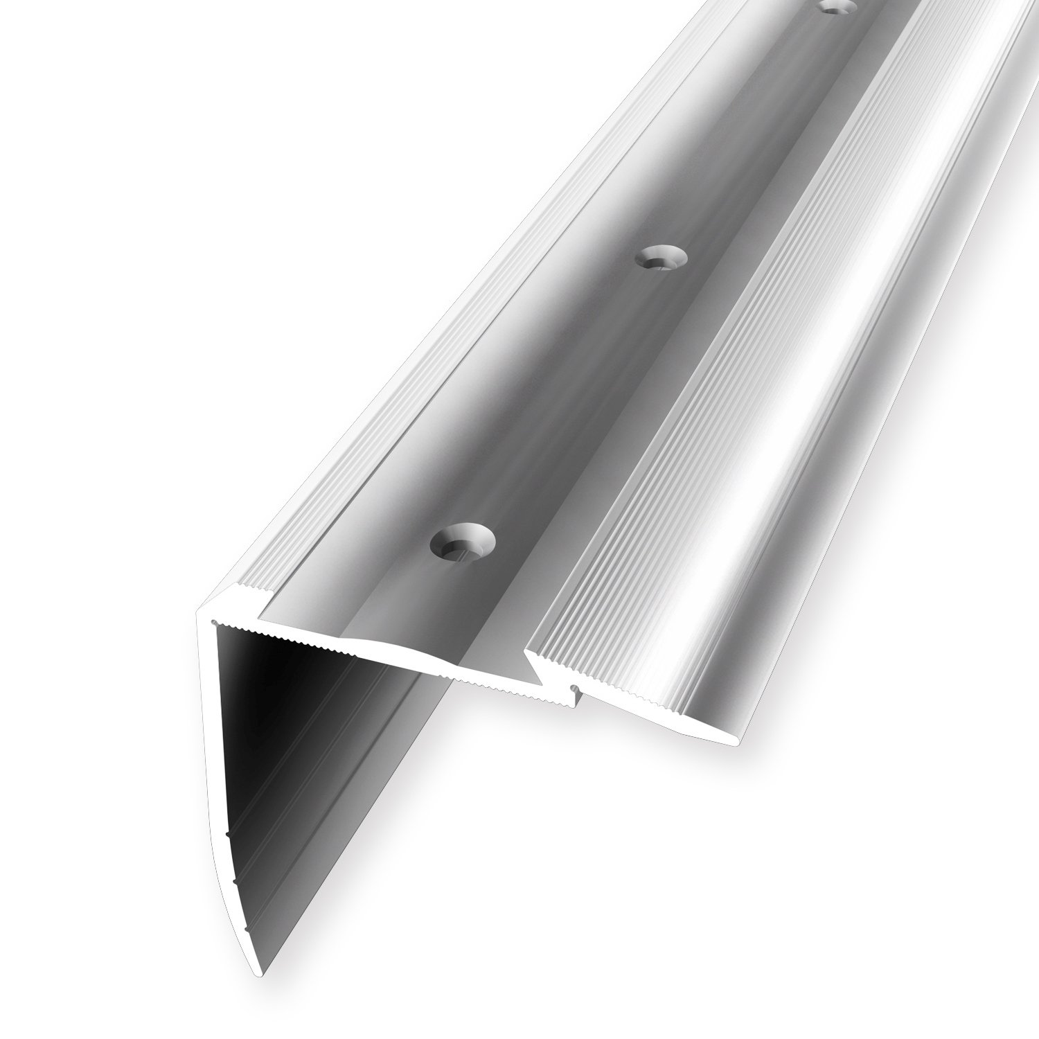 Treppenkantenprofil 49.7 x 54 x 2500 mm Aluminium Winkelprofil Geriffelt Versenkt Gebohrt Küberit