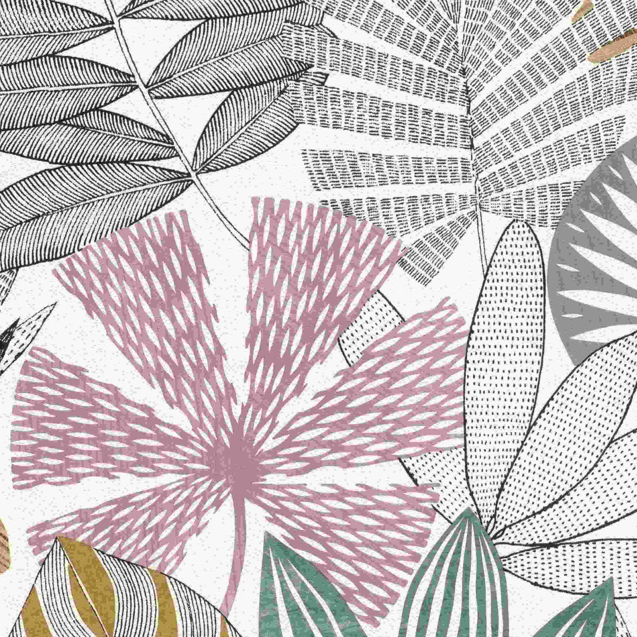 Rasch Vliestapete Symphony 868258 | 0.53 x 10.05 m | Botanical Dschungel Weiß Braun Grün Schwarz