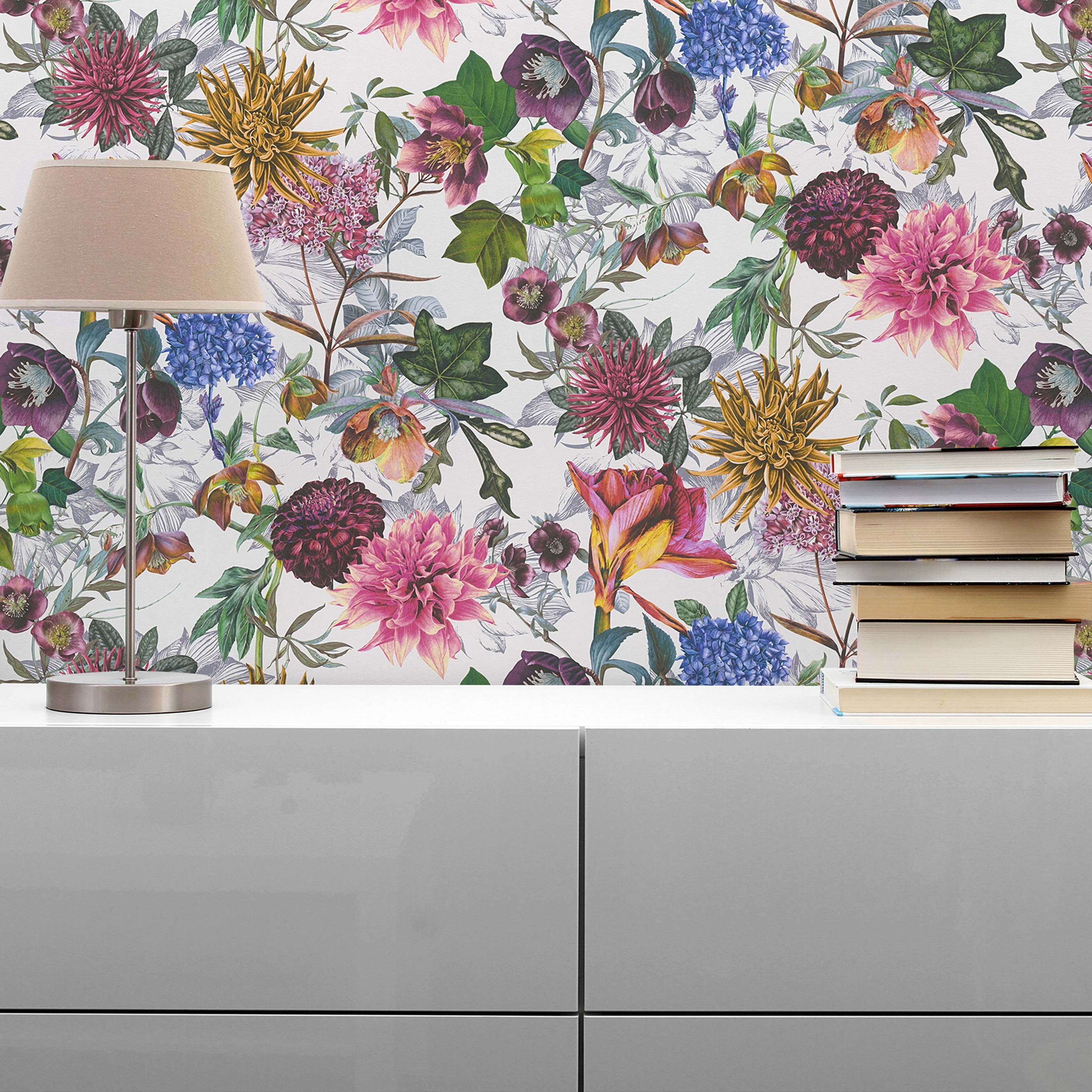Tapete Blumen Juliano M1-No.775 | Vliestapete | Lila | Weiß | Blumenoptik | Natur
