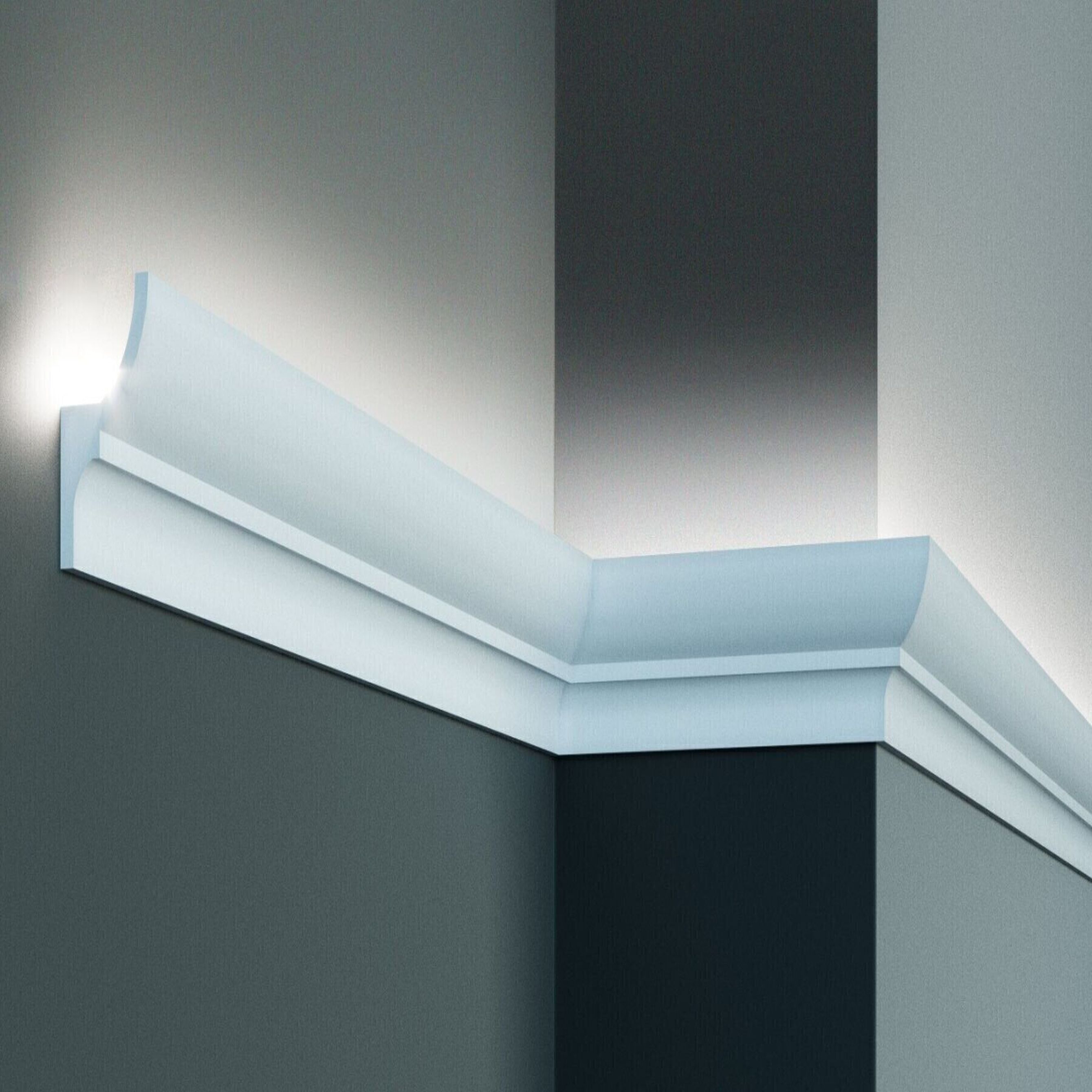 Elite Decor | Innenwinkel "KF701" | Polyurethan | 40 x 70 x 200 mm | Weiß | Stuckleisten Winkel