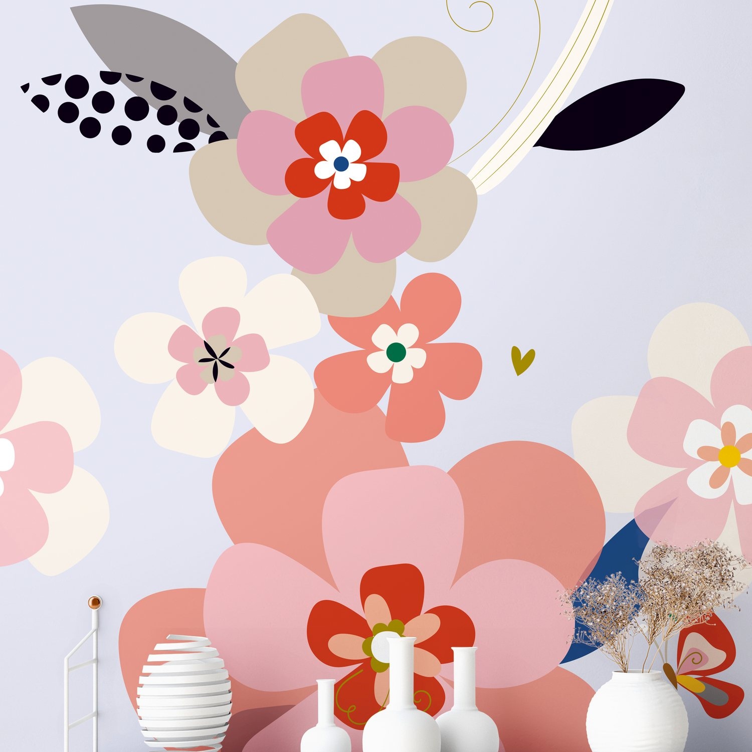 392081_HauptNah A.S. Creation Fototapete The Wall II 392081 Ein Motiv pro Rolle Blumenoptik Bunt