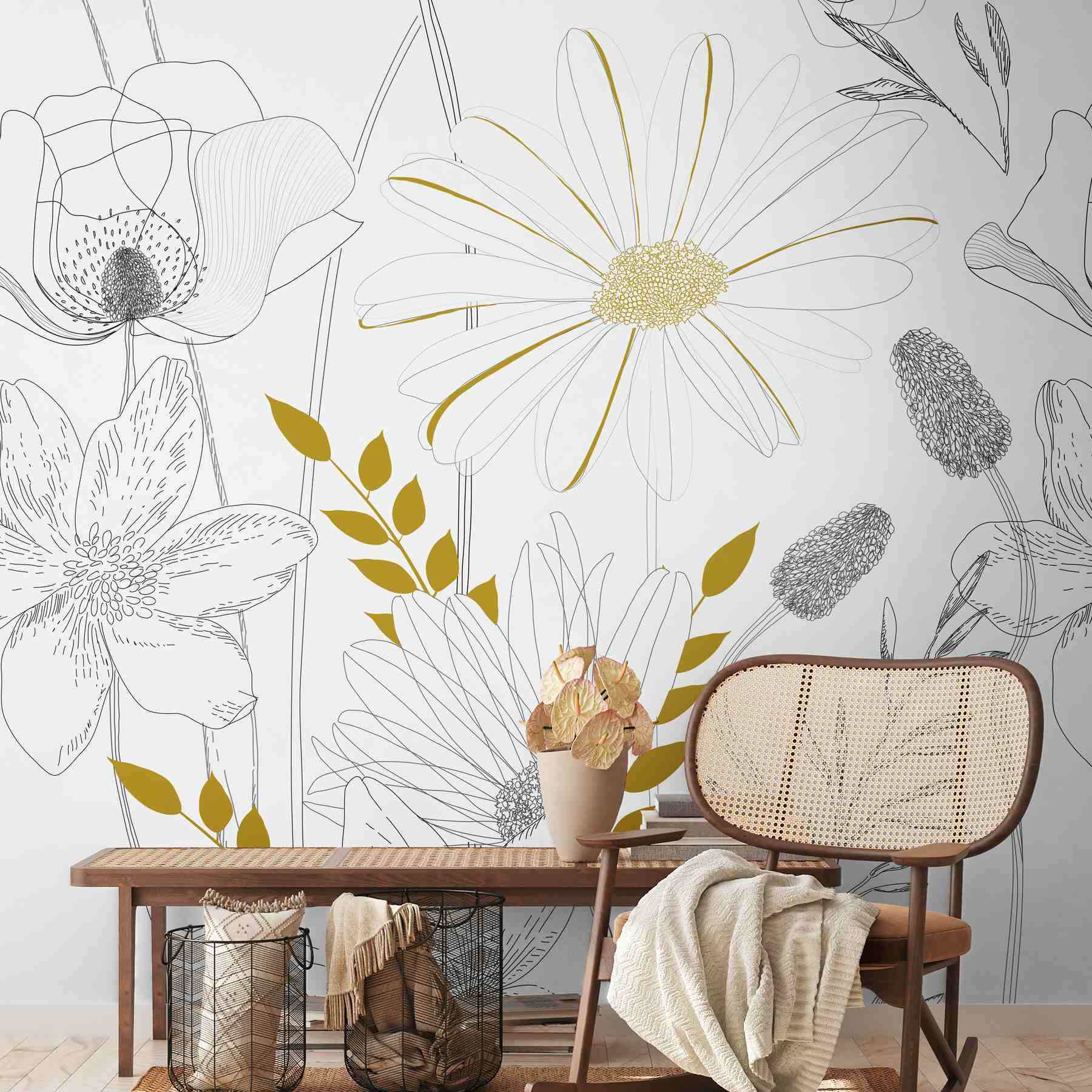 A.S. Creation Fototapete The Wall II 392131 Ein Motiv pro Rolle Botanisch Weiß