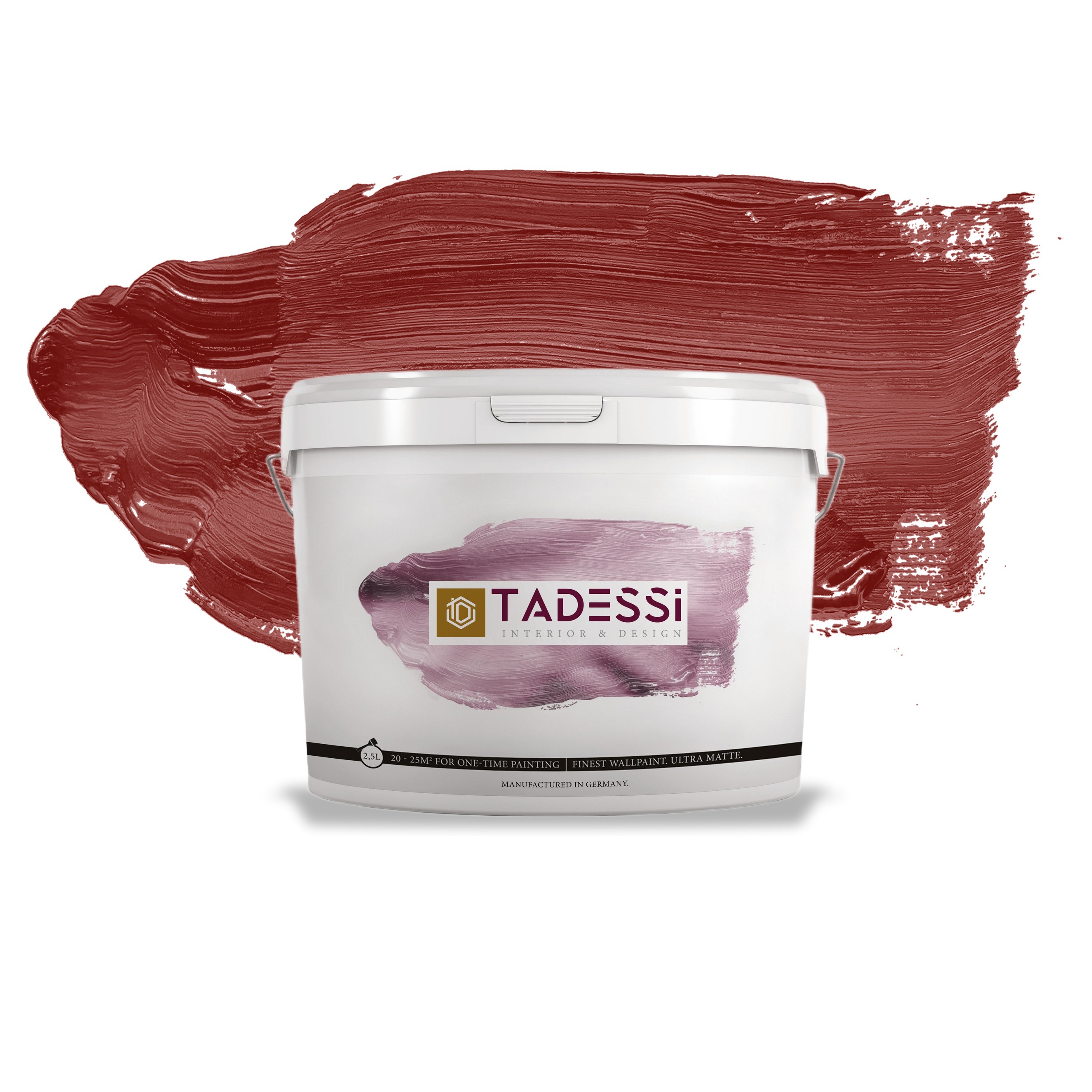 TADESSI Color Vista - Wandfarbe Rot - Weinrot - Matte Innenfarbe - Hochwertige Dispersionsfarbe